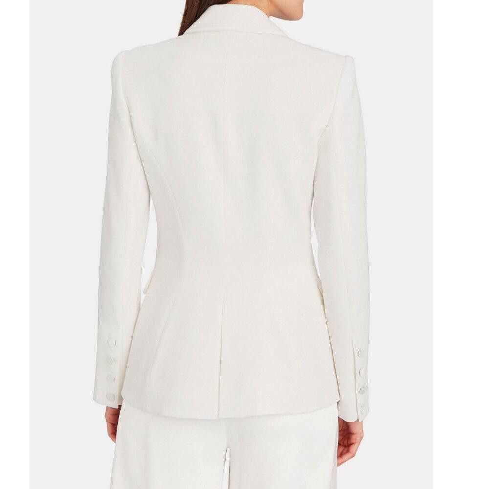 Jonathan Simkhai Jonathan Simkhai Double-Breasted Crepe Blazer White Size 4 Size S / US 4 / IT 40 - 4 Thumbnail