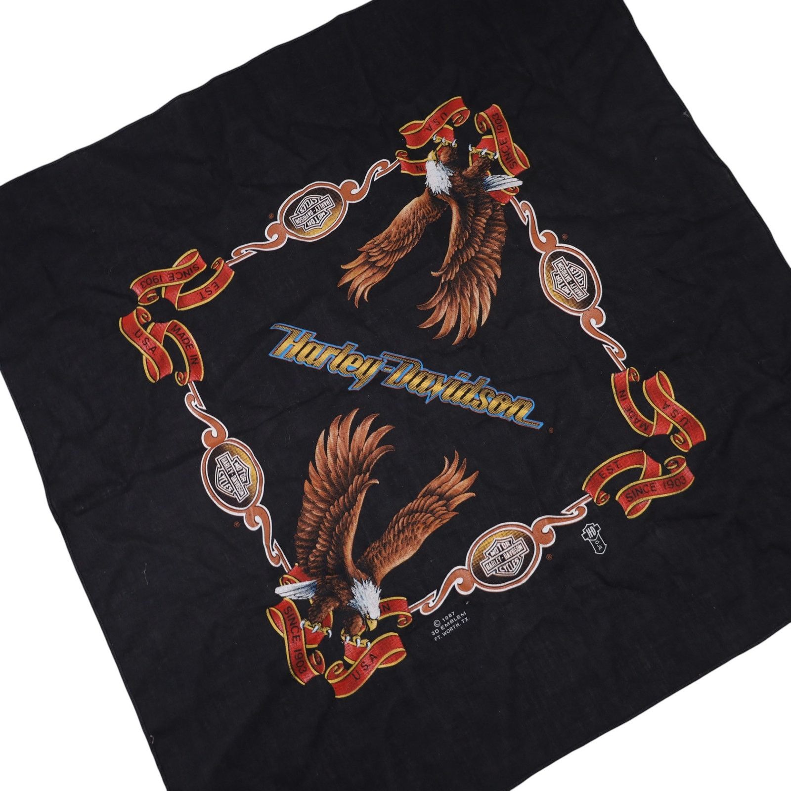 Harley Davidson × Vintage Vintage 3D Emblem Harley Davidson Bandana Size ONE SIZE - 2 Thumbnail