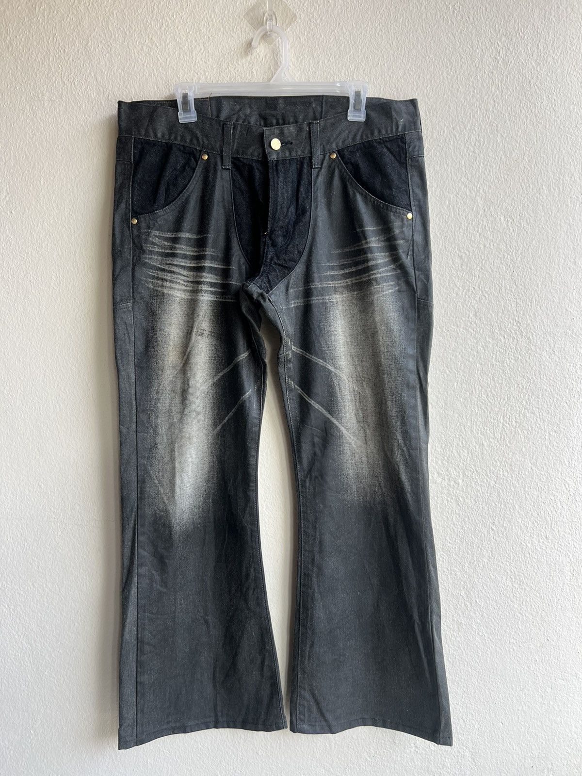 Edwin Vintage Y2K Edwin 503SS4 Waxed Denim Flare Westerner Jeans Size US 33 - 22 Thumbnail