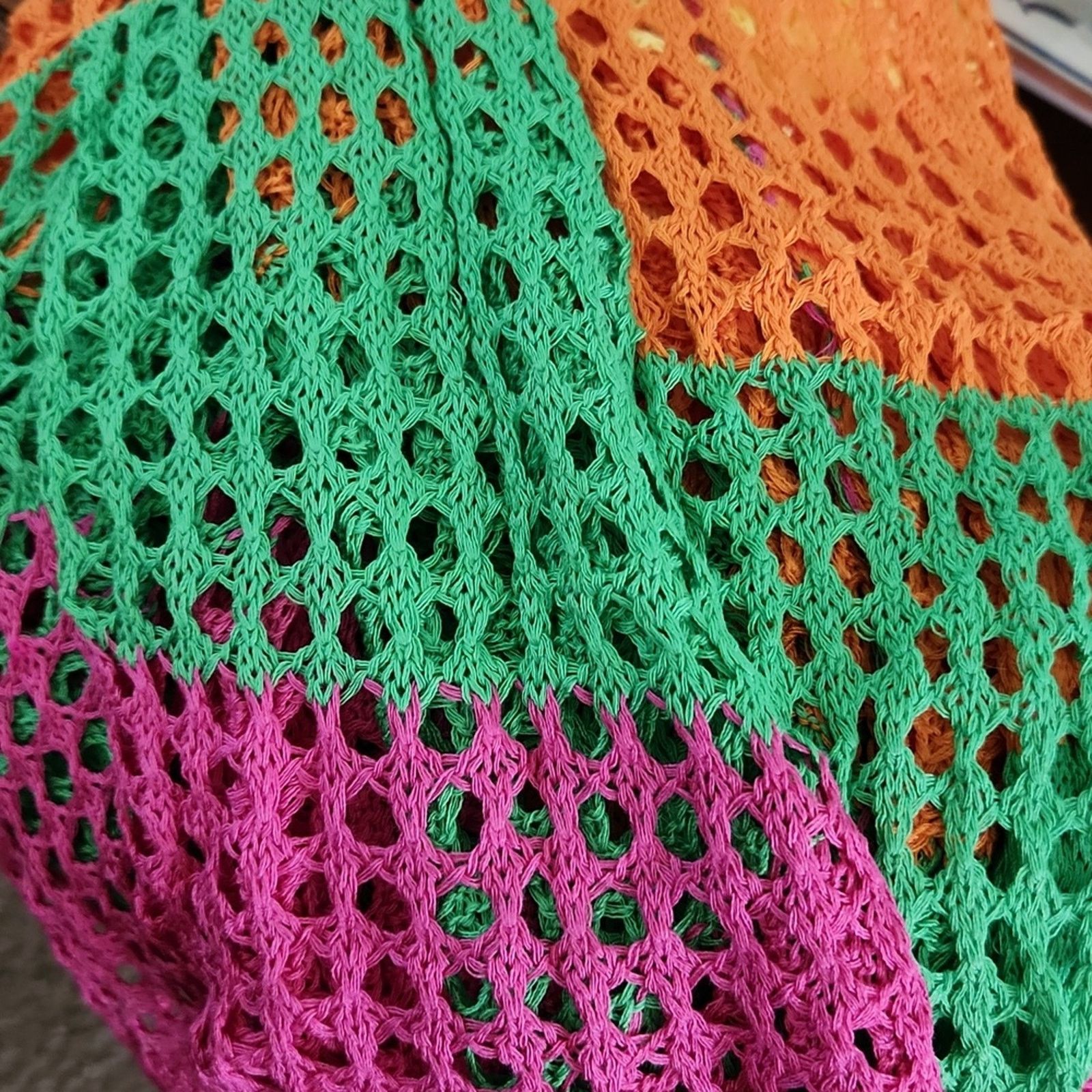 Shein VIBRANT ☆ CROCHET STYLE ☆ SQUARE KNIT DUSTER ☆ 6x ☆ NWT Size 4XL / US 24-26 - 7 Thumbnail