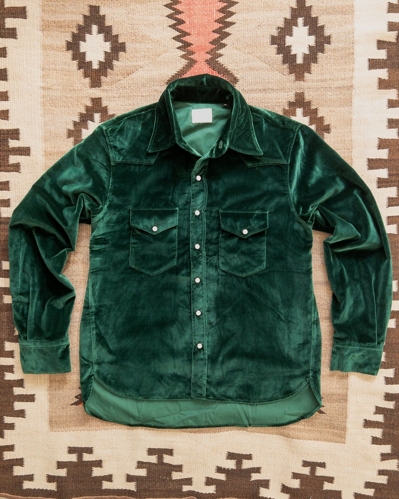 WYTHE 💚 Wythe Velvet Pearlsnap Shirt Pine Green Large NEW Size US L / EU 52-54 / 3 - 1 Thumbnail