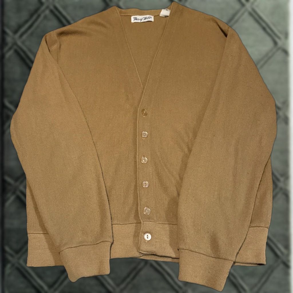 Vintage VINTAGE Troy Hill Cardigan Sweater Mens Large Beige Acrylic Knit 1970s Size US L / EU 52-54 / 3 - 1 Thumbnail