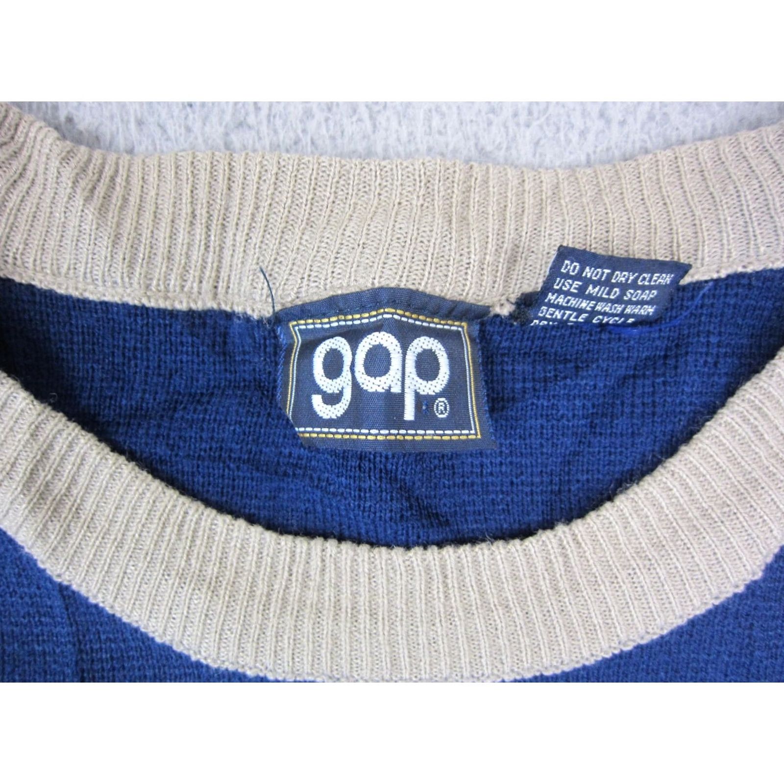 Gap VINTAGE Gap Sweater Mens L Blue True Striped Crewneck Knit Acrylic 70s Size US L / EU 52-54 / 3 - 3 Thumbnail