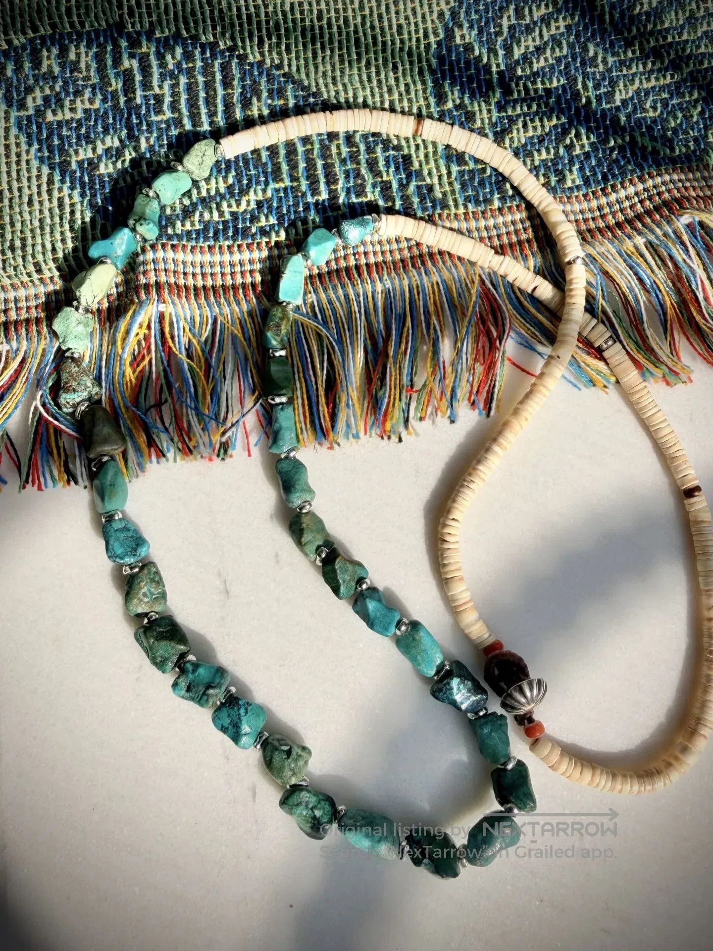Other Navajo Vintage Turquoise Shell Glass Necklace. Size ONE SIZE - 1 Thumbnail