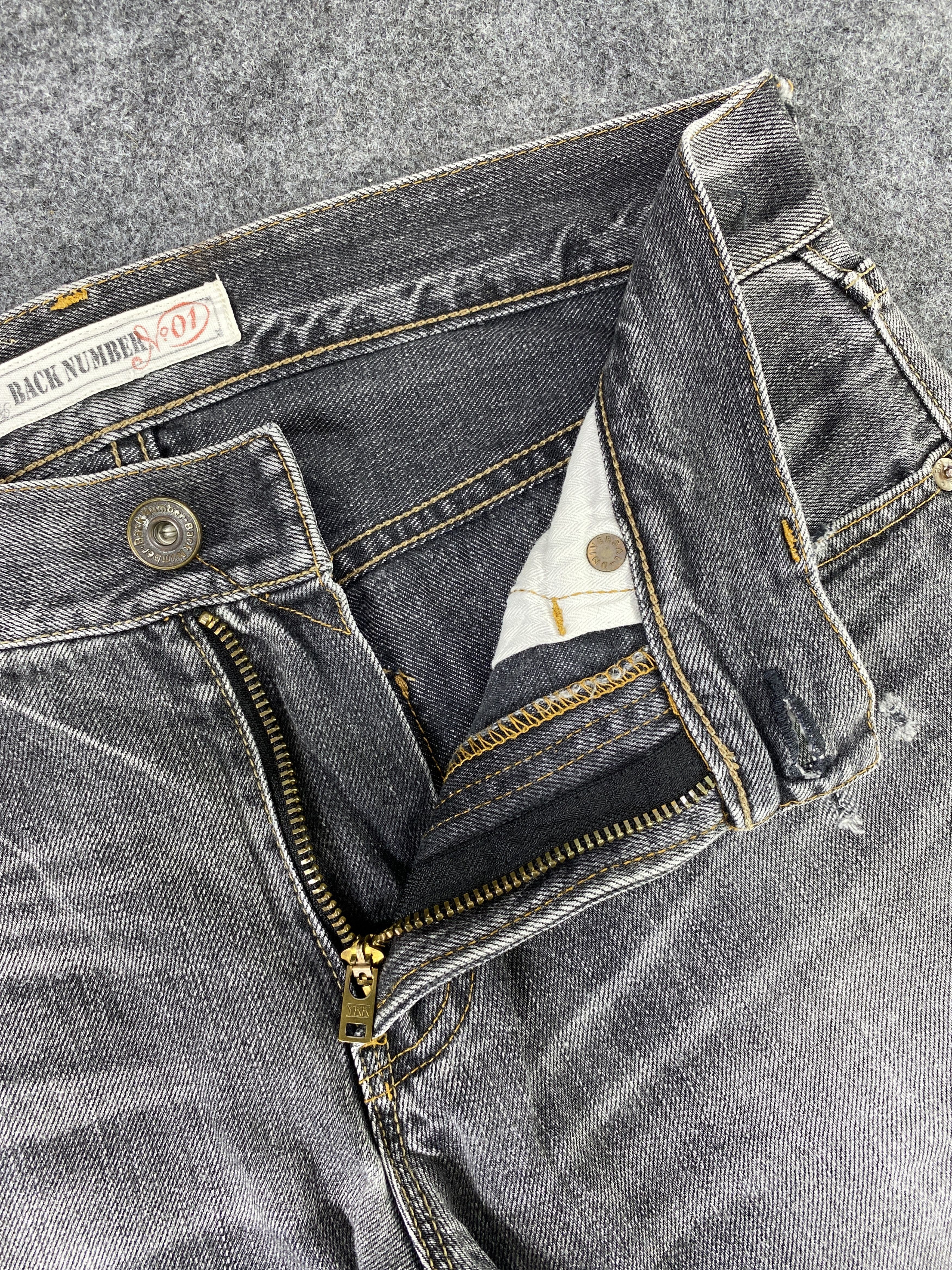 Japanese Brand Japanese Brand Back Number Faded Black Wash Jeans -J1133 Size US 33 - 7 Thumbnail