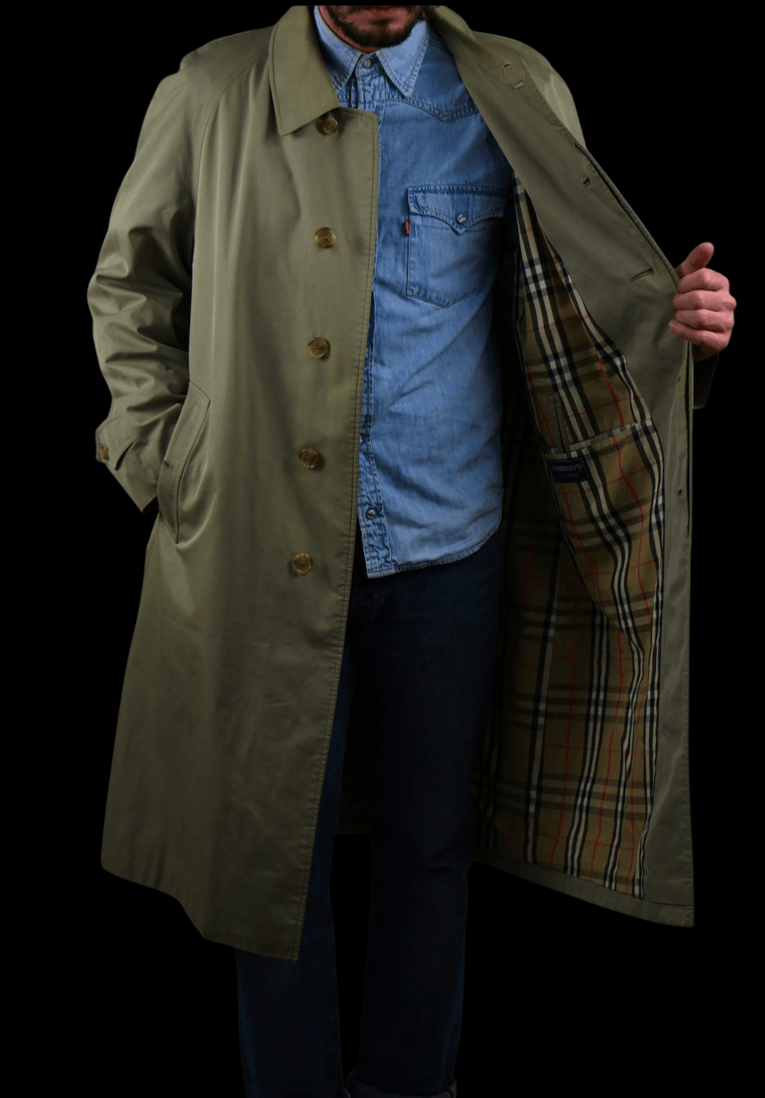 Burberry Vintage Burberrys Iridescent Olive Balmacaan Coat Nova Check Size US M / EU 48-50 / 2 - 1 Thumbnail