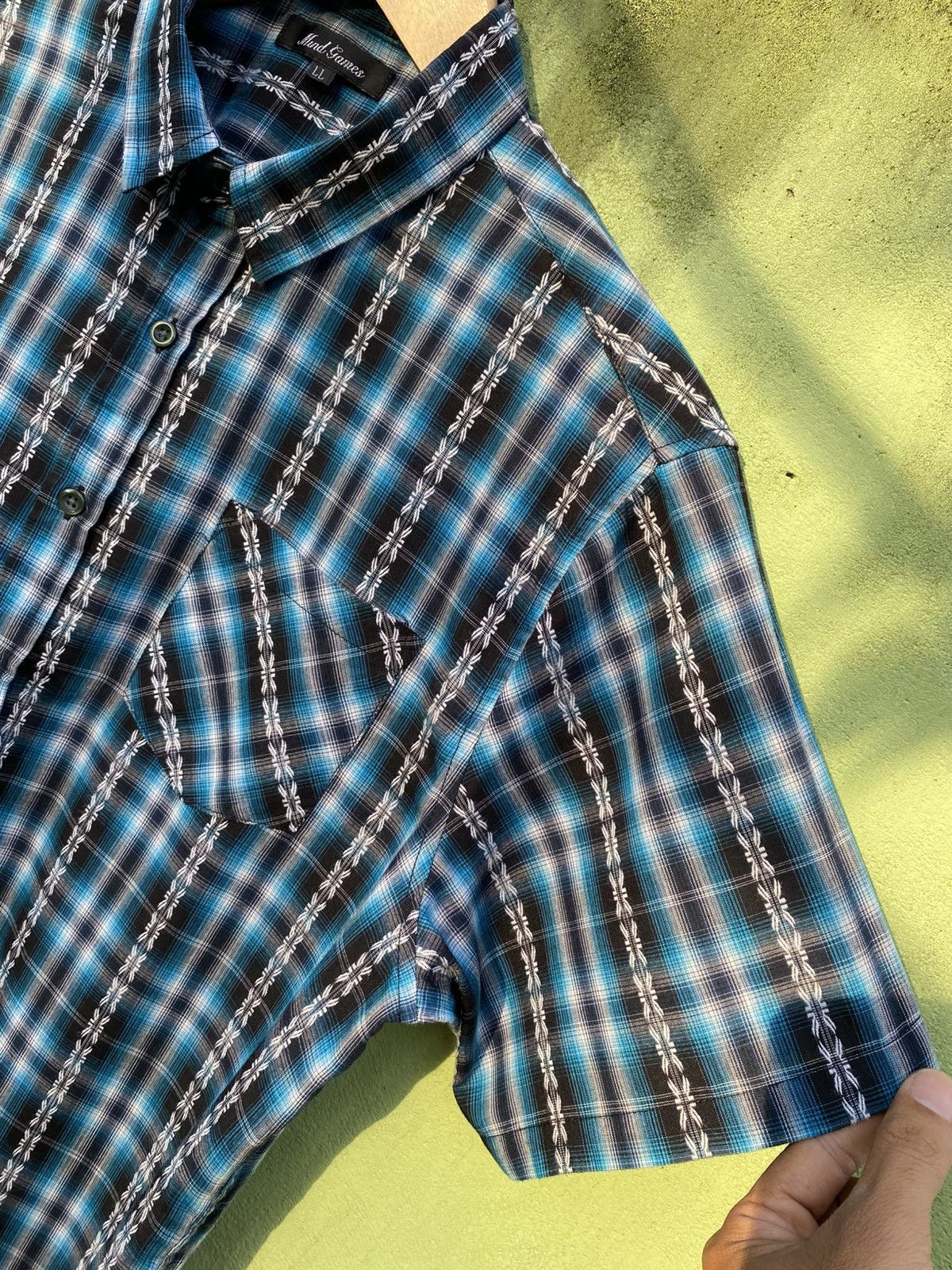 Mind Games Mind Games Vintage Mad Season Blue Plaid Short Sleeve Shirt Size US XL / EU 56 / 4 - 4 Thumbnail