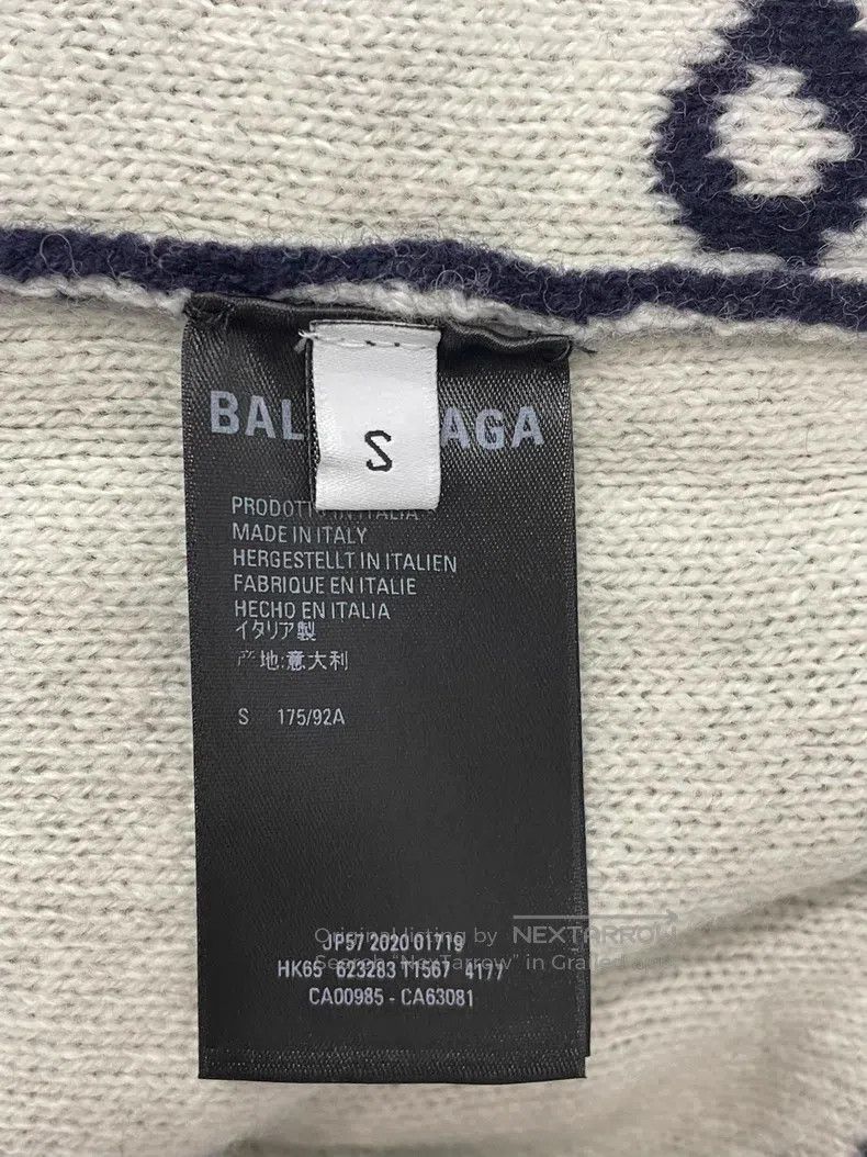 Balenciaga Balenciaga Blue and White Letter Logo Wool Sweater Size US S / EU 44-46 / 1 - 4 Thumbnail