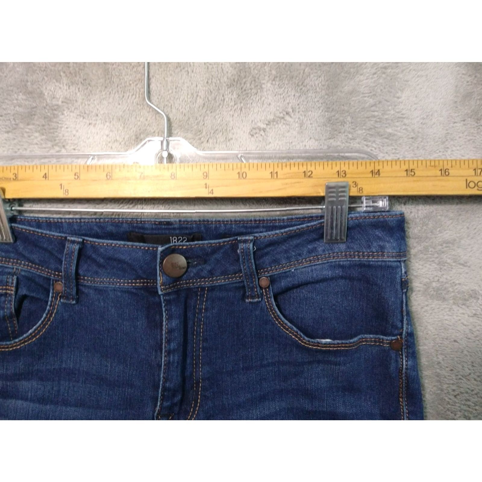 Denime VINTAGE 1822 Jeans Womens 8 Blue Denim Adrianna Skinny Mid Rise Ankle Distressed Dark Pattern: Solid 5-Pocket Design Size 30" / US 8 / IT 44 - 3 Thumbnail