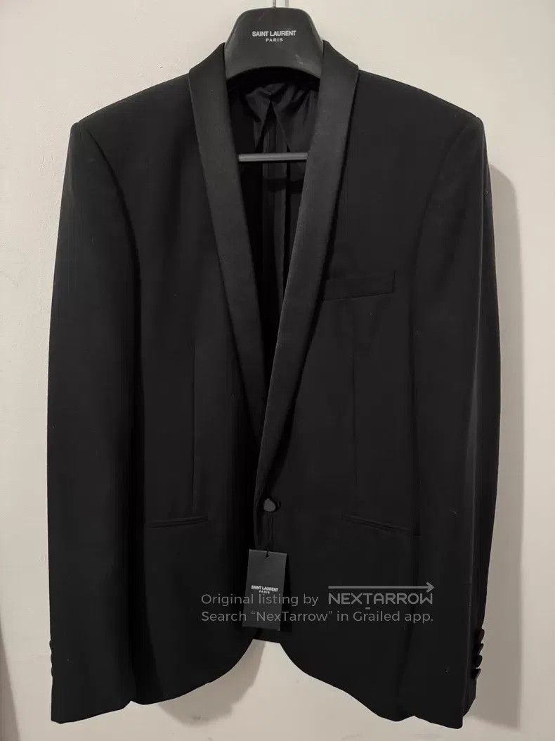Saint Laurent Paris Saint Laurent Paris Satin Notched Lapel Dark Pattern Smoki Size US M / EU 48-50 / 2 - 1 Thumbnail