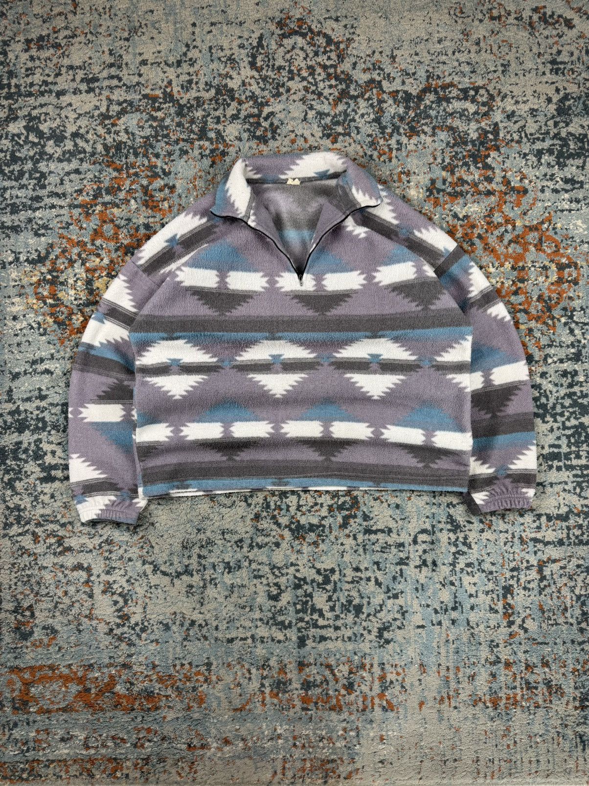 Vintage Vintage 90s quarter zip fleece sherpa jacket aztec navajo Size US L / EU 52-54 / 3 - 1 Thumbnail