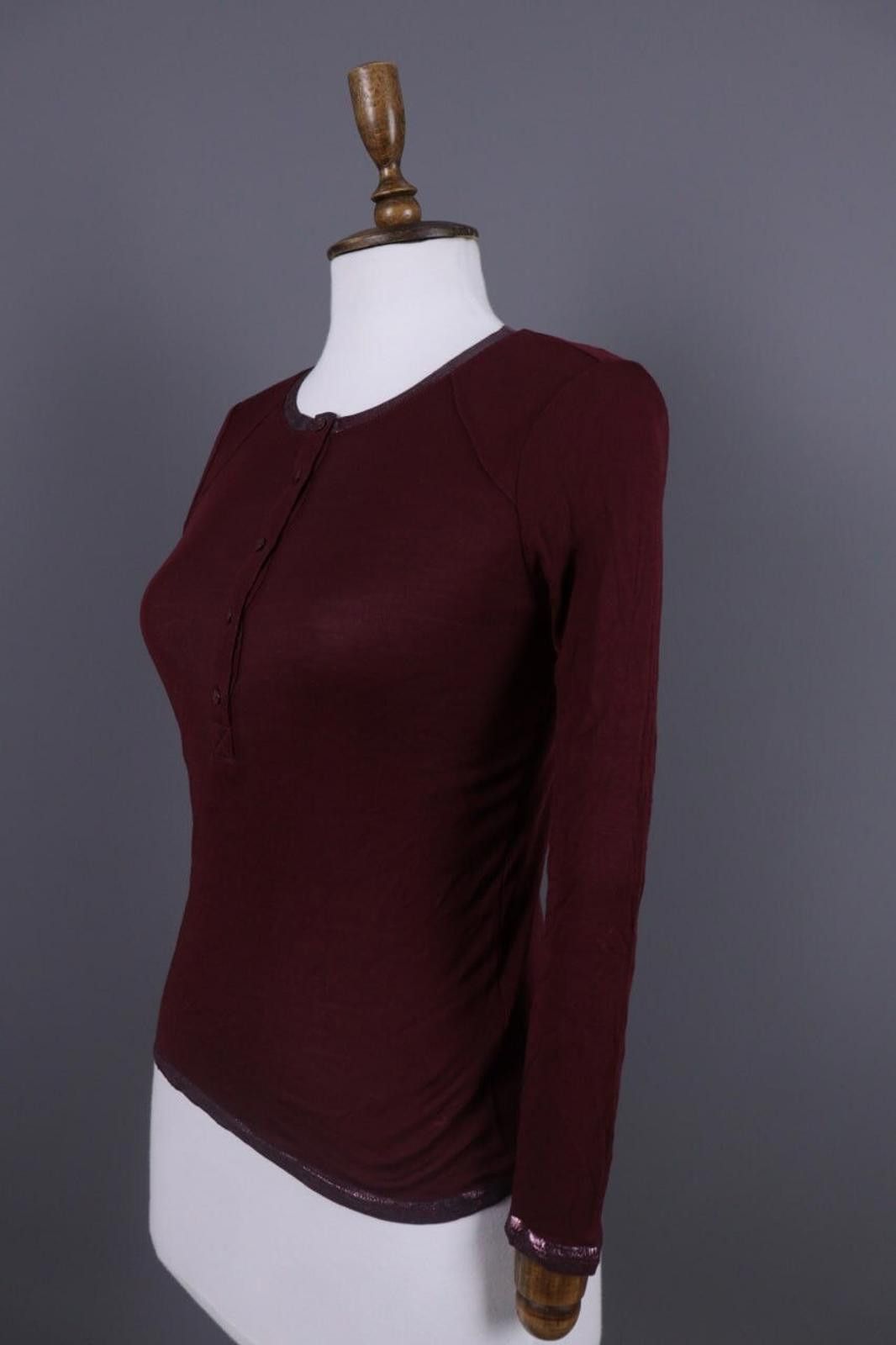 Zadig & Voltaire Zadig & Voltaire Chlo Poil Burgundy Knit Henley Shirt Size S Size S / US 4 / IT 40 - 10 Thumbnail
