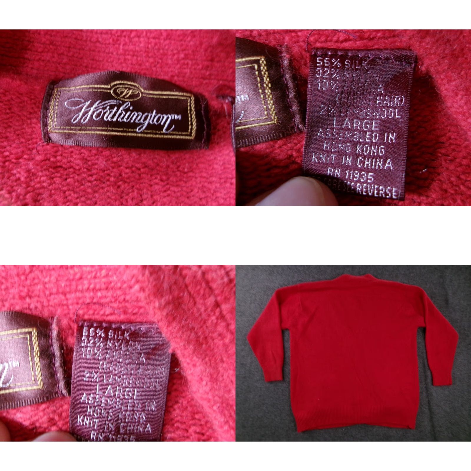 Worthington VINTAGE Worthington Cardigan Women L Red Silk Angora Wool Knit 90s All Seasons Pockets Womens Size L / US 10 / IT 46 - 8 Thumbnail