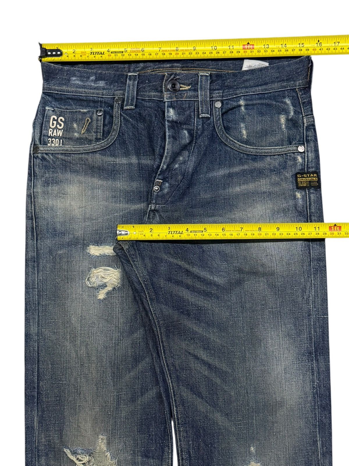 G-Star Vintage G-Star RAW 3301 Attacc Straight Distressed Denim 31 Size US 31 - 15 Thumbnail