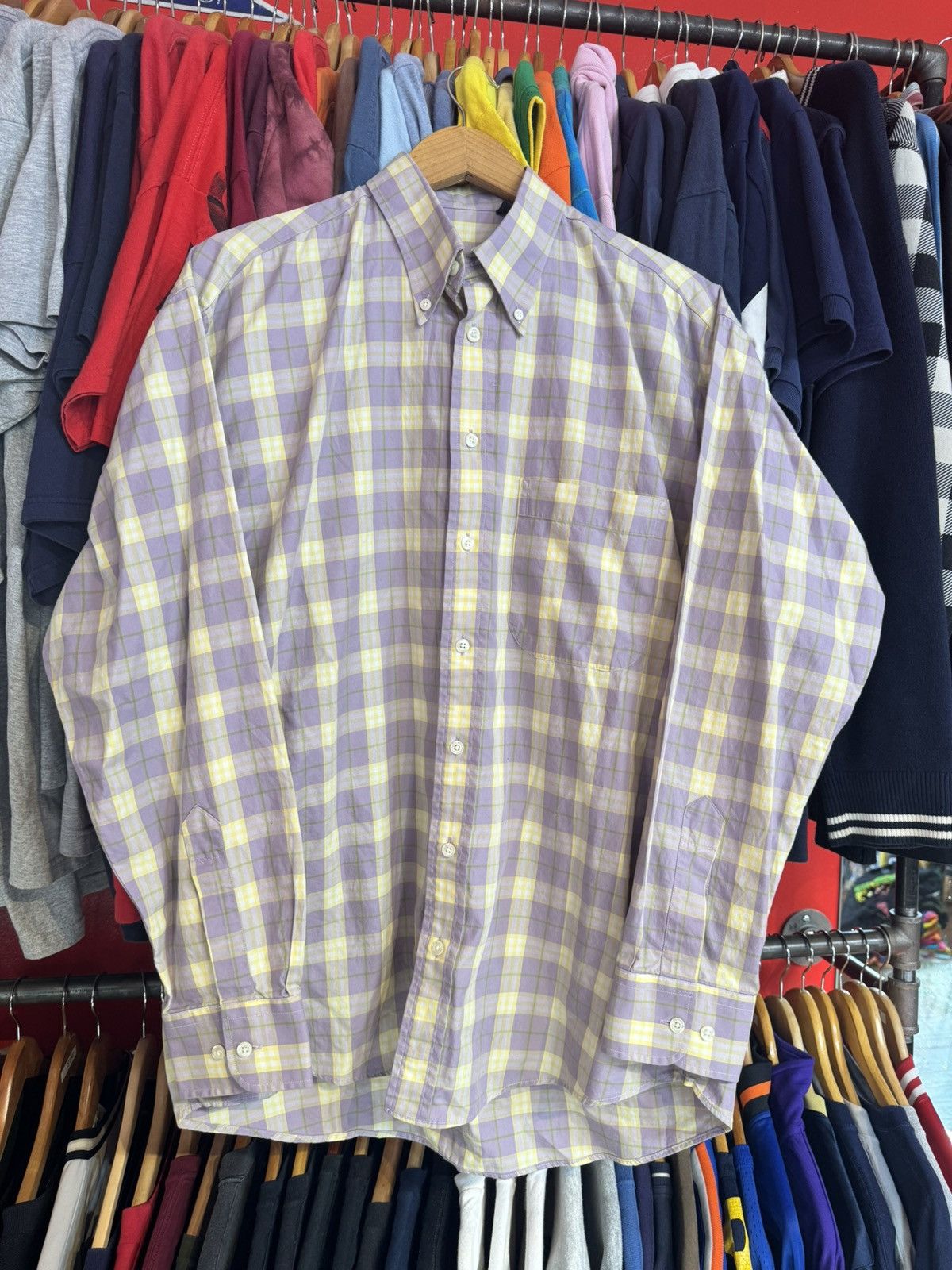 Burberry Burberry Purple Plaid Designer Button Up Shirt Size US XL / EU 56 / 4 - 2 Thumbnail