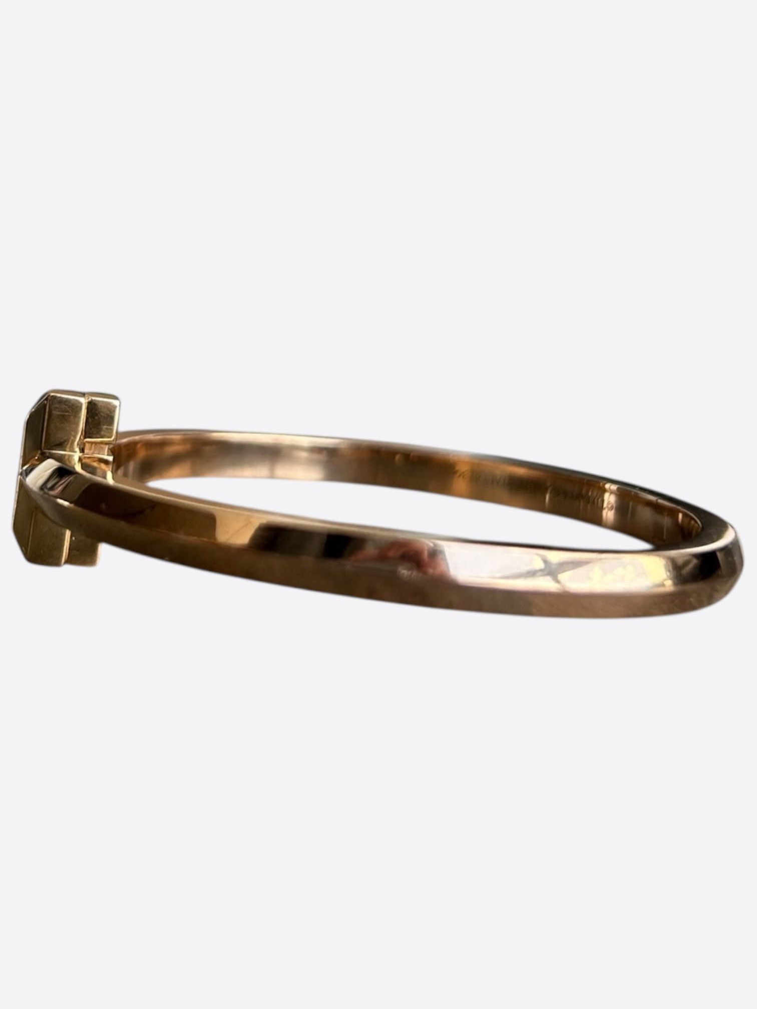 Tiffany & Co. 18K Rose Gold Diamond T1 Wide Hinged Bangle Bracelet Size ONE SIZE - 5 Thumbnail