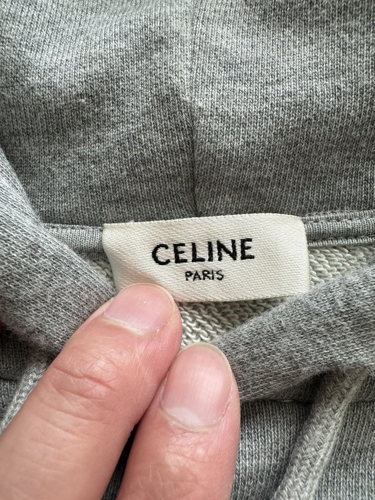 Celine CELINE Grey Back Logo Hoodie Sweatshirt Size US L / EU 52-54 / 3 - 5 Thumbnail