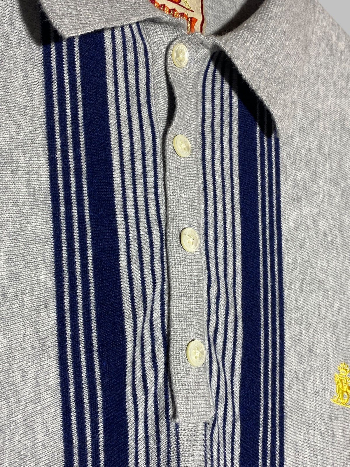 Baracuta Vintage Baracuta Knit Polo T-shirt Grey Blue Sripes Size US M / EU 48-50 / 2 - 3 Thumbnail