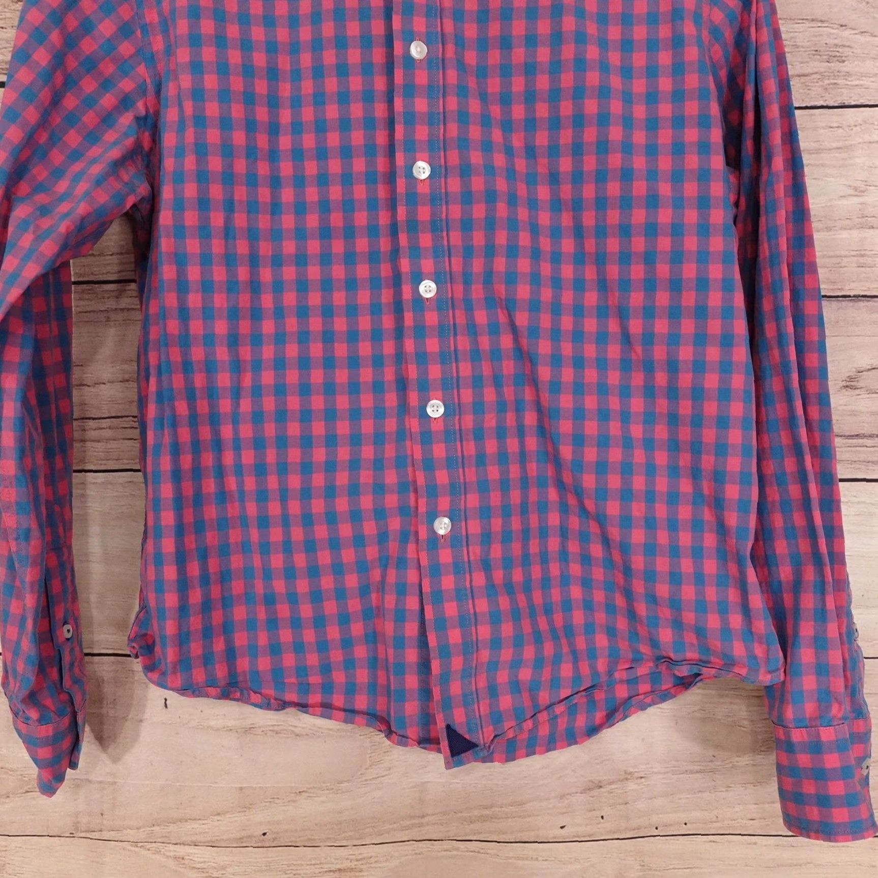 UNTUCKit UNTUCKit Shirt Mens Small Red Blue Check Button-Down Long Sleeve Cotton Casual Size US S / EU 44-46 / 1 - 3 Thumbnail