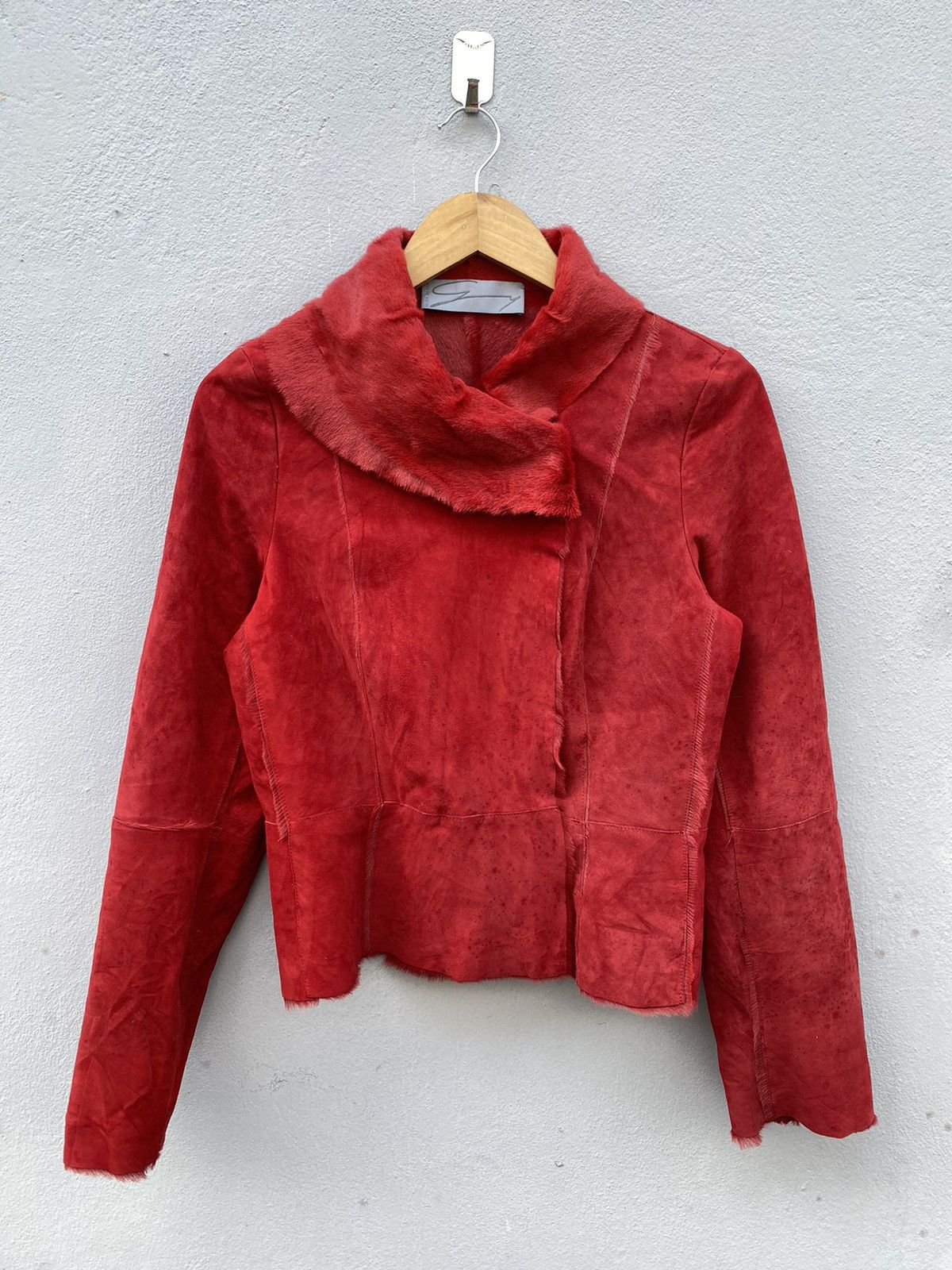 Versace Genny by Versace Red Velvet Cuir Leather Jacket Size M / US 6-8 / IT 42-44 - 1 Thumbnail