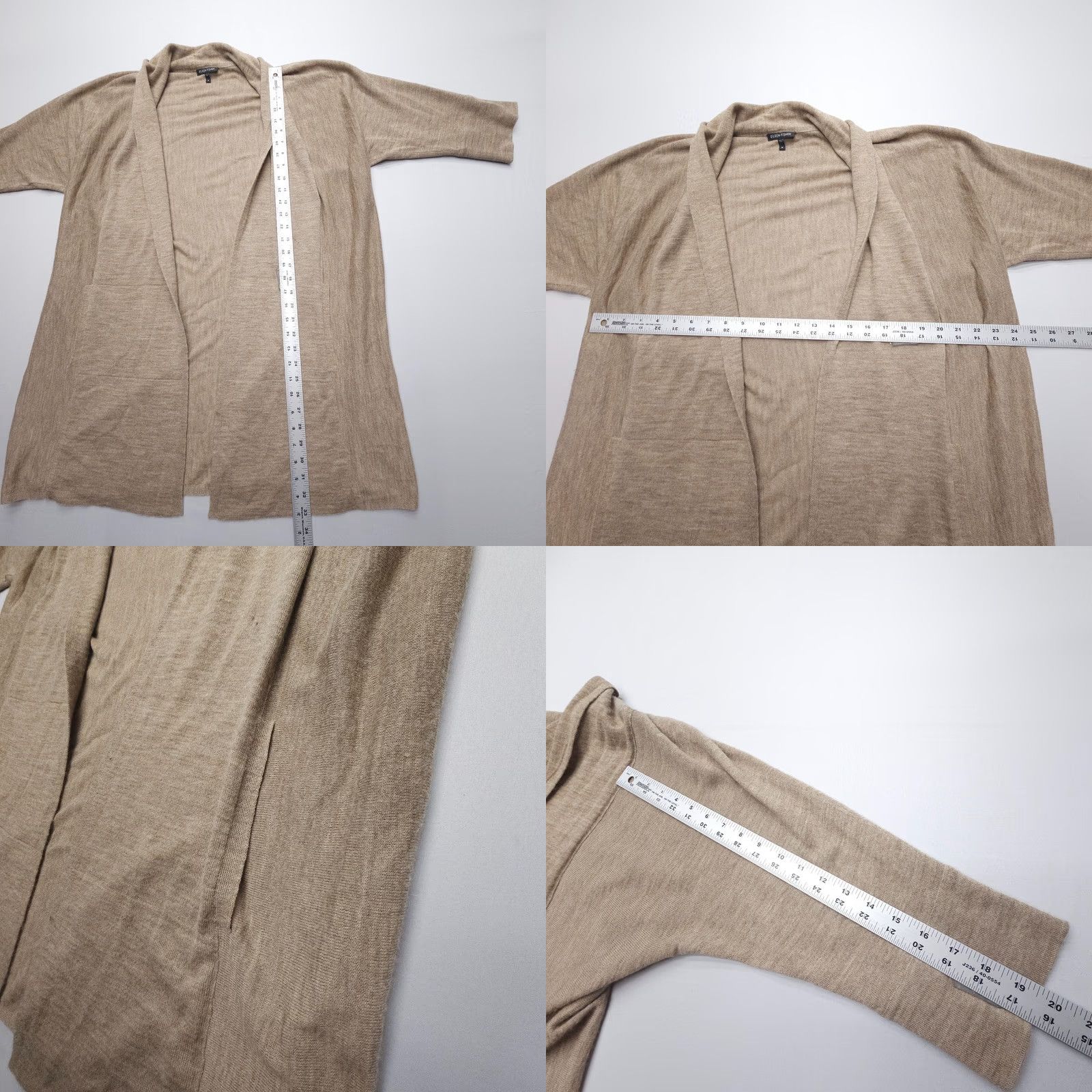 Eileen Fisher Eileen Fisher Cardigan Womens Medium Knit Open Alpaca Beige Fall Spring Summer Winter Lightweight Casual City Vintage? Size M / US 6-8 / IT 42-44 - 8 Thumbnail