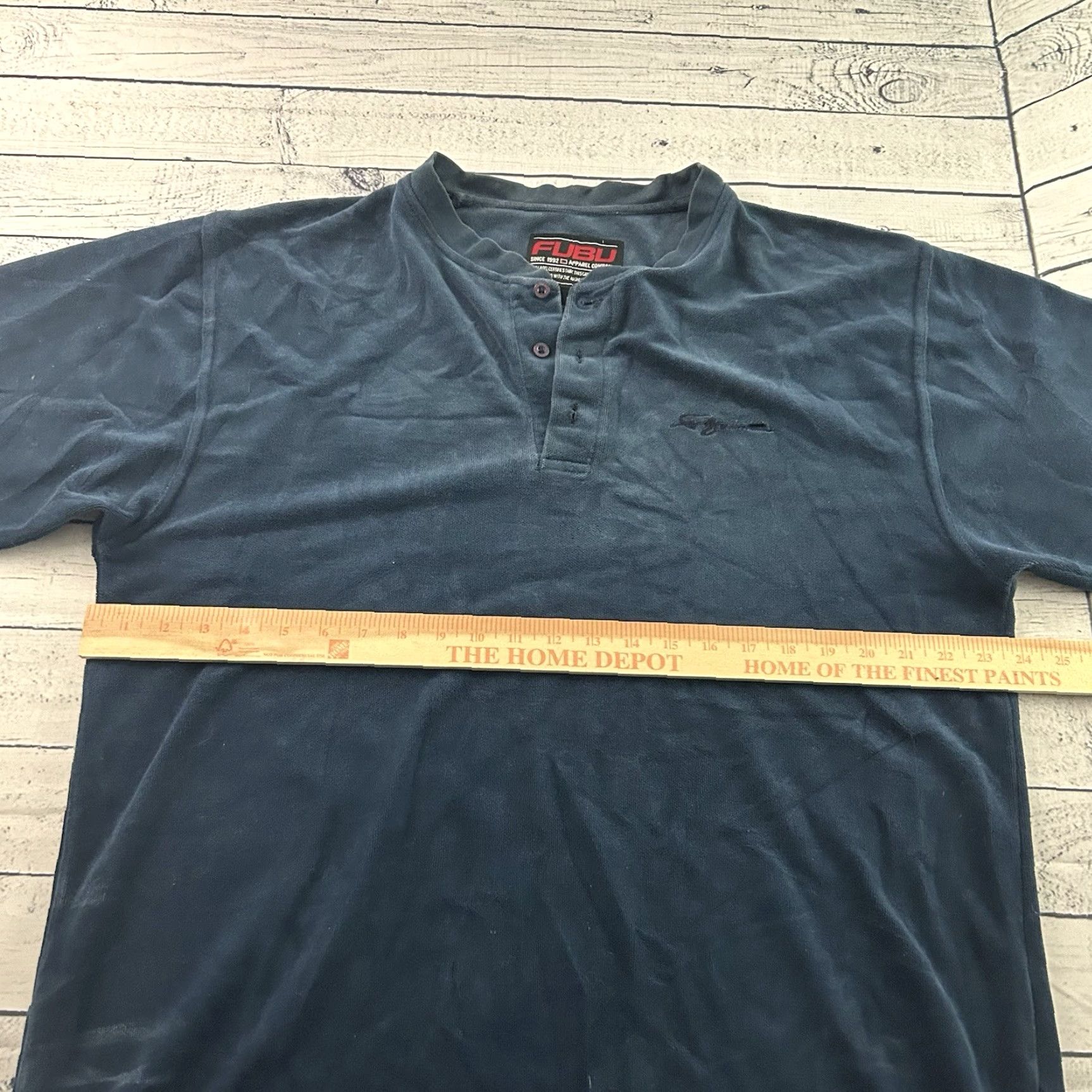 Fubu VINTAGE FUBU Velour Long Sleeve Button Front Rugby Shirt Men M Blue Size US M / EU 48-50 / 2 - 7 Thumbnail