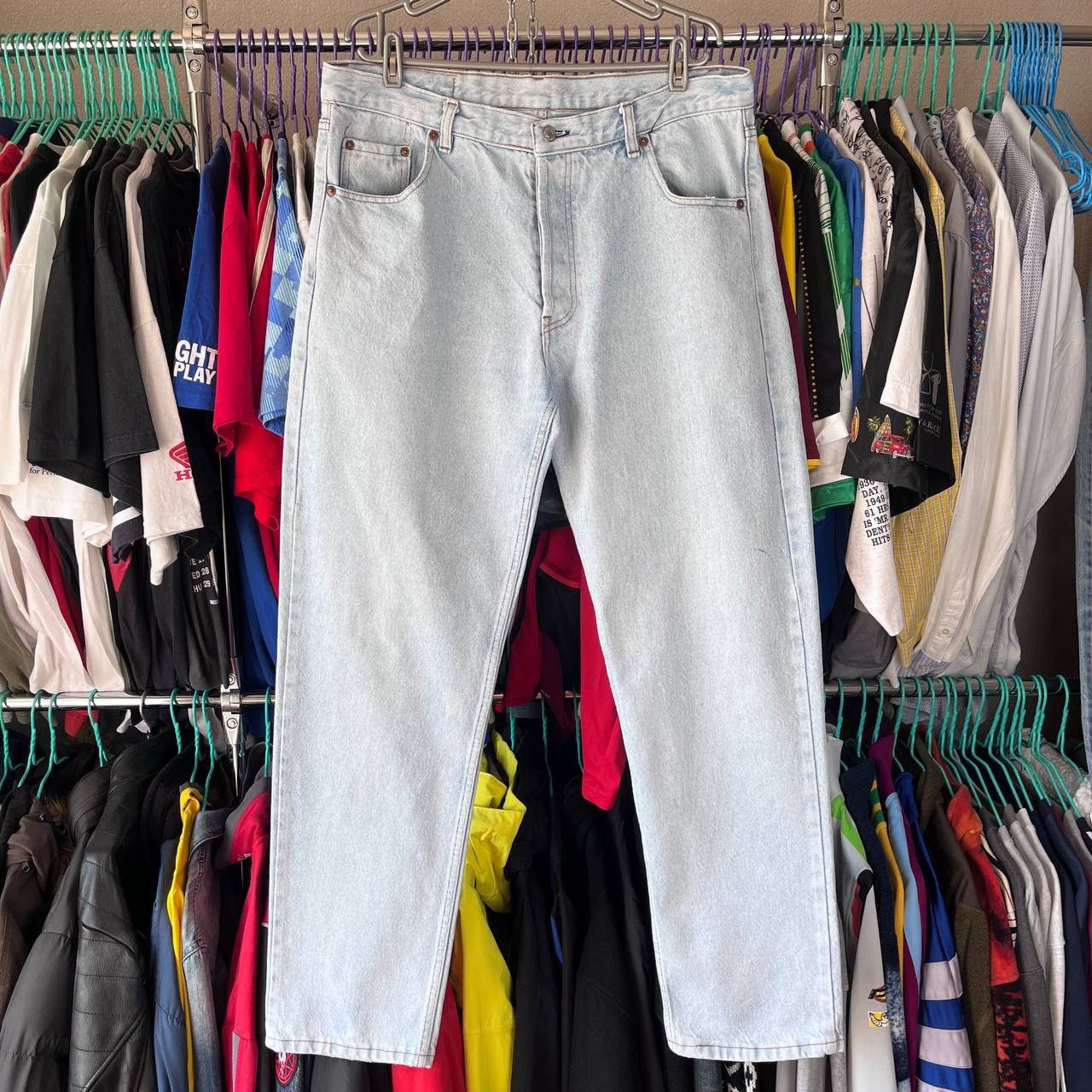 Levi's 90s Levis 501 Button Fly Blue Denim Pants Made in USA Size US 38 / EU 54 - 5 Thumbnail
