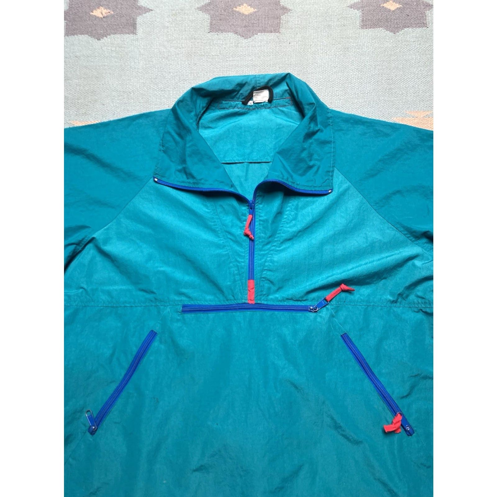 Altea VINTAGE 80s Anorak Windbreaker Jacket Pullover Half Zip Teal Blue Adult XL Jacket Mens Windbreaker 80s Size US XL / EU 56 / 4 - 4 Thumbnail