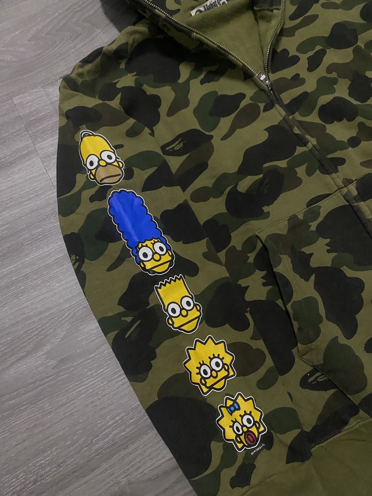 Bape RARE - BAPE X THE SIMPSONES GREEN CAMO FULL ZIP HOODIE Size US XL / EU 56 / 4 - 3 Thumbnail
