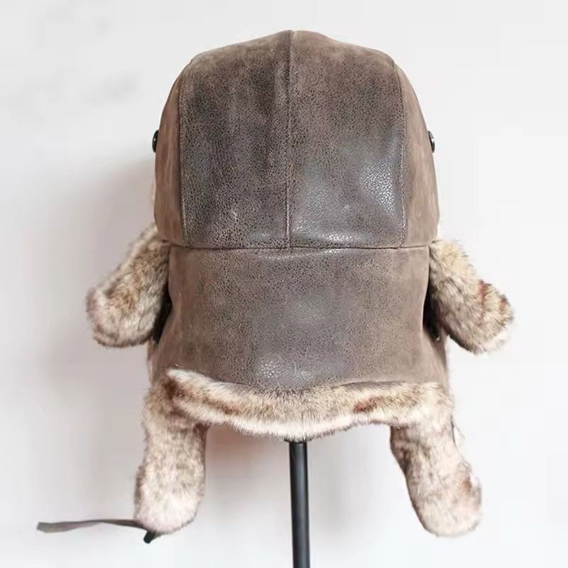 Japanese Brand PU Leather Winter Bomber Hat Size M Size ONE SIZE - 3 Thumbnail
