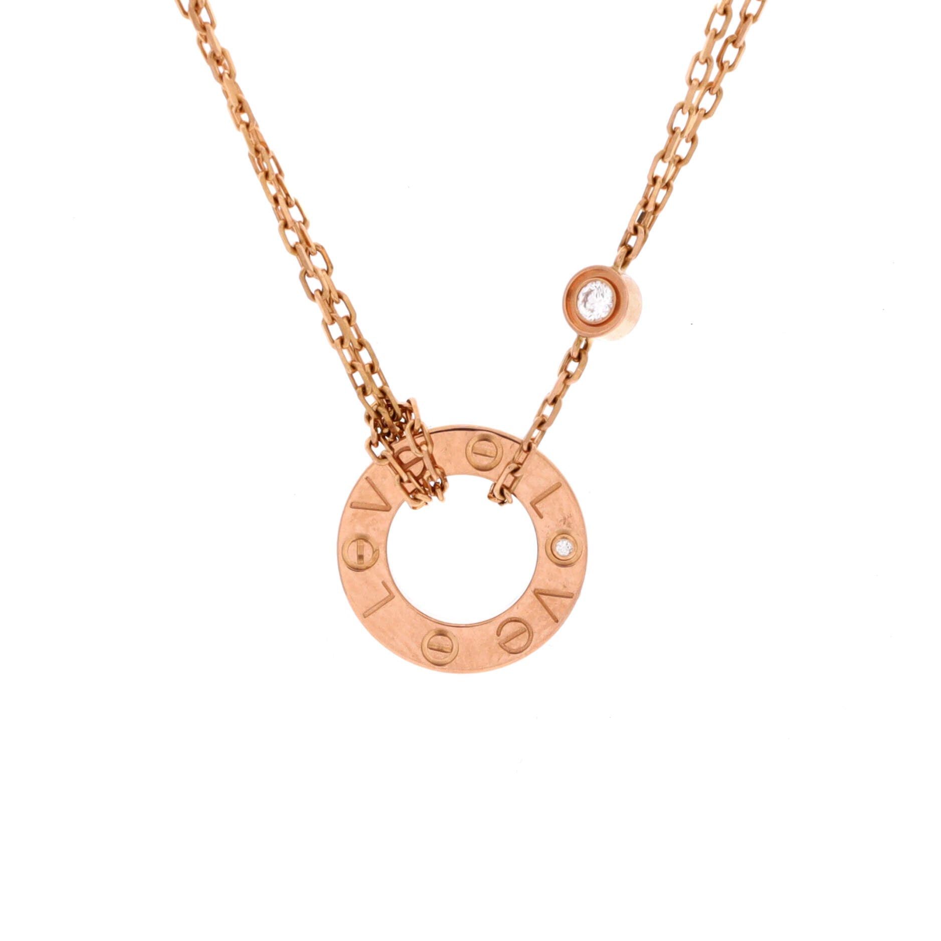 Cartier 2 Diamonds Love Pendant Necklace Size ONE SIZE - 1 Thumbnail
