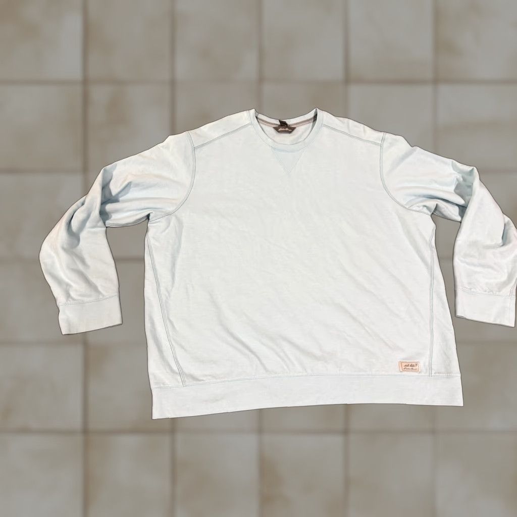 Eddie Bauer Eddie Bauer Sweatshirt Mens 2XL Light Blue Crewneck Fleece Pullover Logo Patch Crew Neck Rib Knit Cuffs & Hem Size US XXL / EU 58 / 5 - 1 Thumbnail