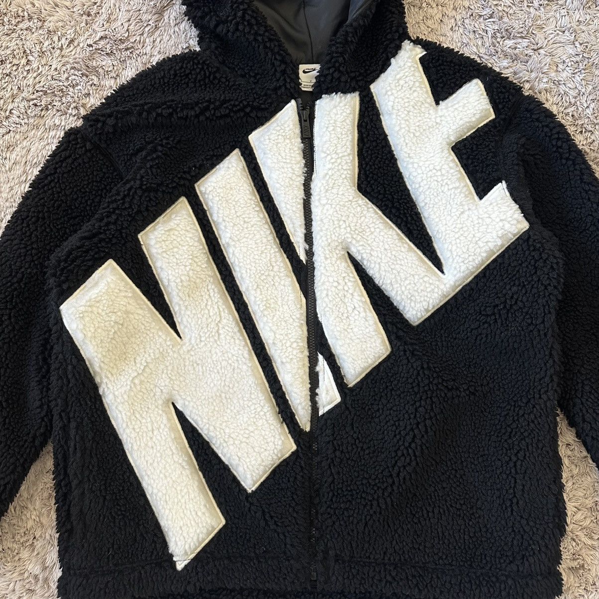 Nike Nike Big Logo Sherpa Fleece Zip Up Hooded Sweatshirt Size S / US 4 / IT 40 - 5 Thumbnail