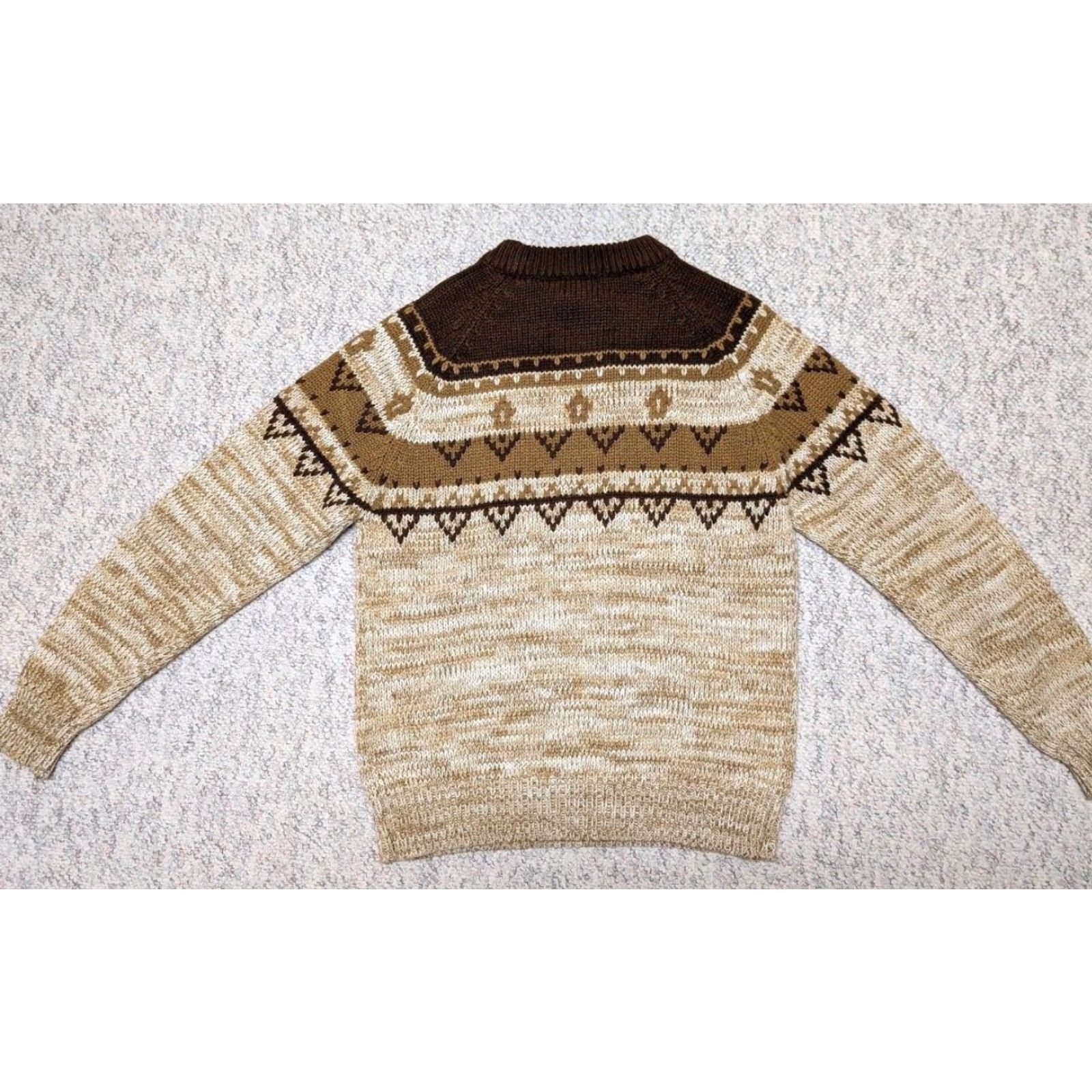 Vintage VINTAGE National Shirt Shops KNIT Sweater M Men Acrylic Crew Neck Brown 1970s Icelandic Ski Winter Holiday - Mens Size US M / EU 48-50 / 2 - 7 Thumbnail