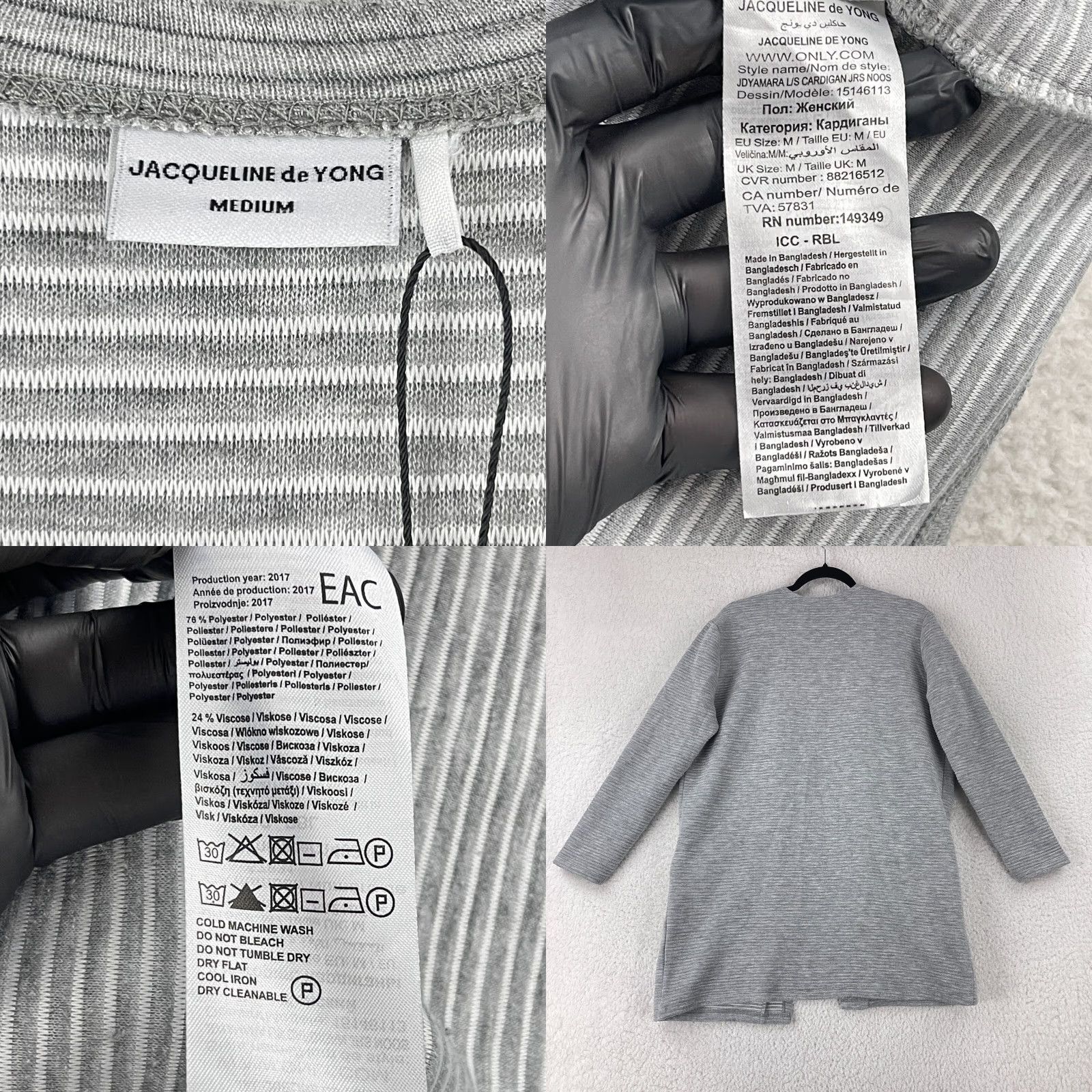 Vintage Jacqueline de Yong Cardigan Womens Medium Gray Open Front Long Sleeve Ribbed New Size M / US 6-8 / IT 42-44 - 8 Thumbnail