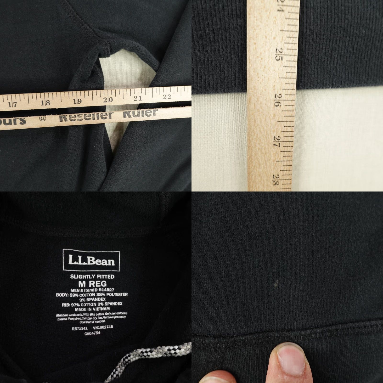 Vintage LL Bean Hoodie Mens Medium Black Pullover Sweatshirt Hooded Pockets Stretch Outdoor 90s? (adjust missing decade) Size US M / EU 48-50 / 2 - 8 Thumbnail
