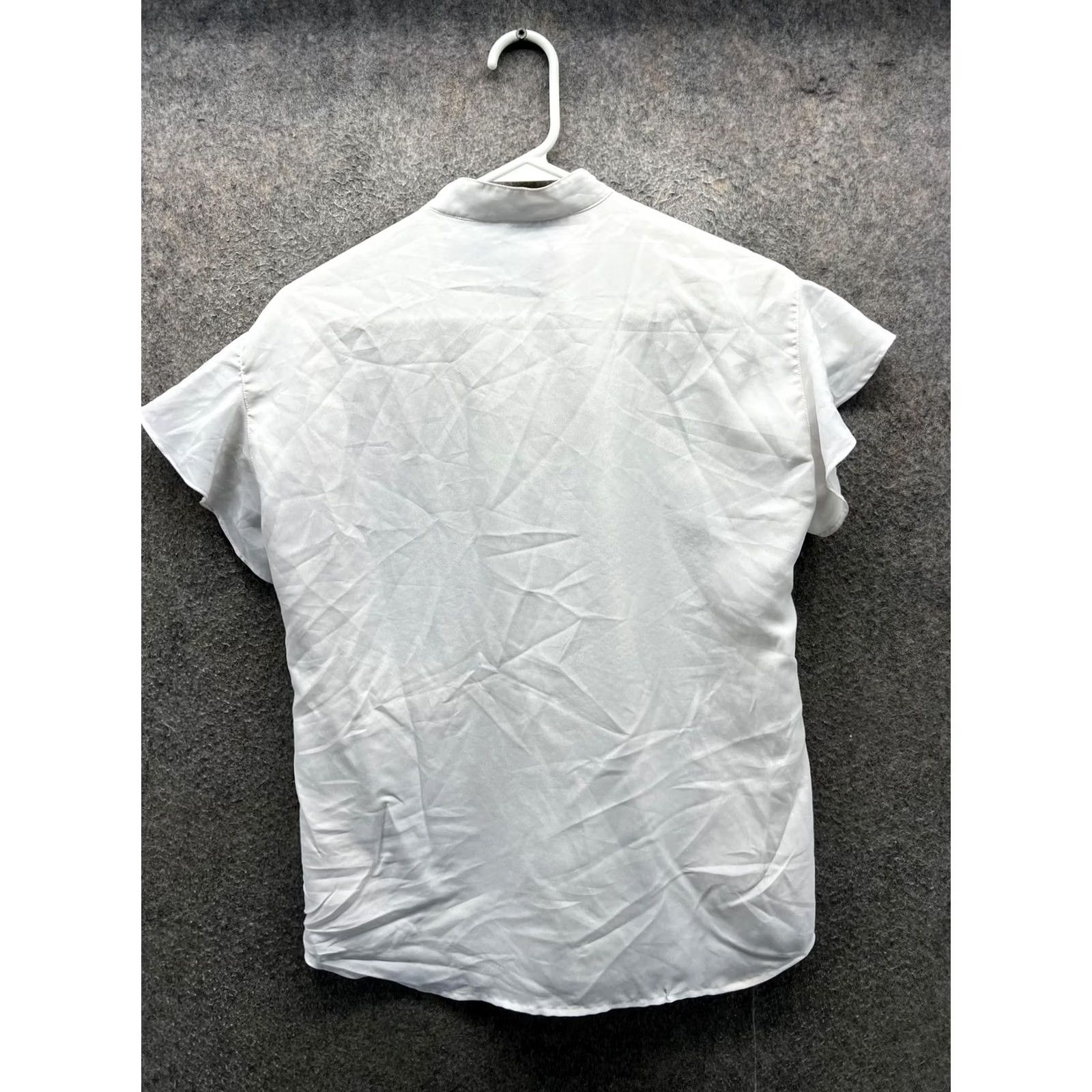 Ralph Lauren Lauren Ralph Lauren Blouse Womens Small White High Neck Flutter Sleeve Woven Top Size S / US 4 / IT 40 - 2 Thumbnail