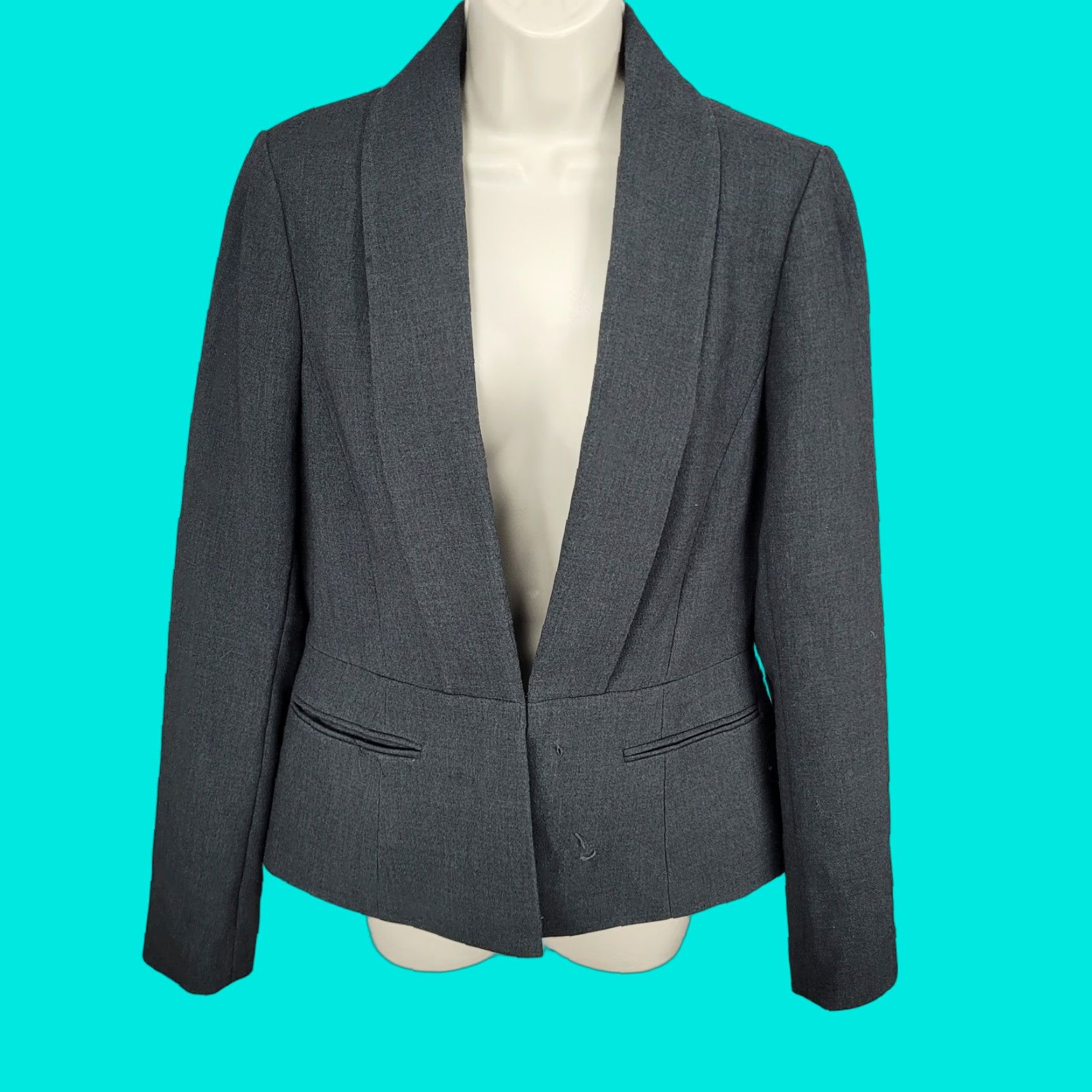 Ann Taylor VINTAGE Ann Taylor Gray Hook & Loop Shawl Lapel Lined Stretch Suit Jacket 8 Size M / US 6-8 / IT 42-44 - 1 Thumbnail