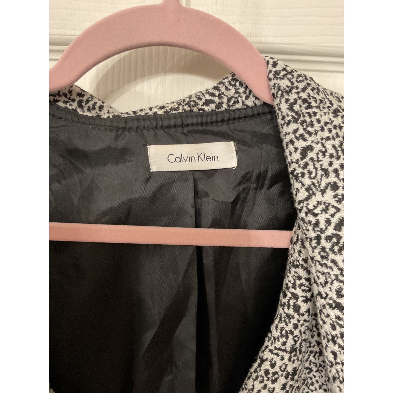 Calvin Klein Calvin Klein Open Front Waterfall Herringbone Ruffle Blazer Size L / US 10 / IT 46 - 5 Thumbnail