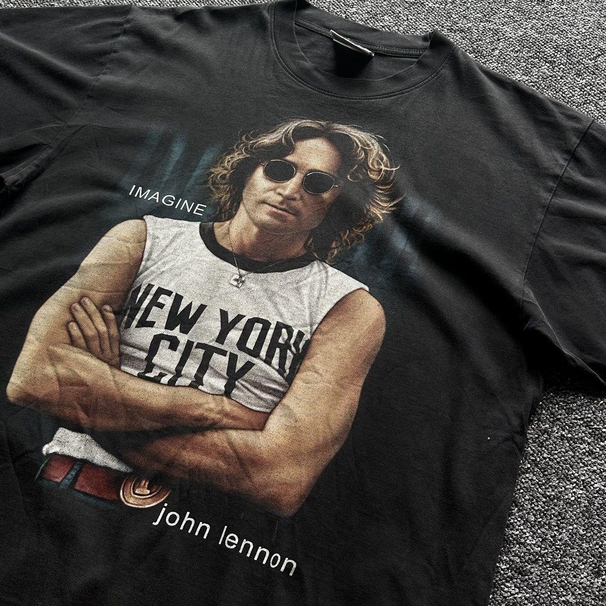 Band Tees × Vintage vintage 90 s John Lennon Imagine portrait bootleg tee Size US XL / EU 56 / 4 - 2 Thumbnail