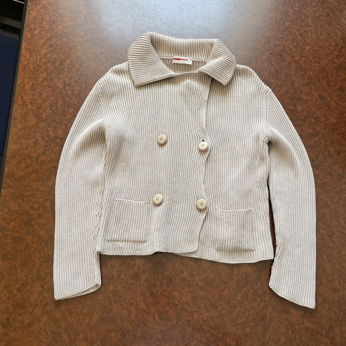 Prada Prada beige sweater 90s old cardigan aztec Navajo turtleneck Size S / US 4 / IT 40 - 1 Thumbnail