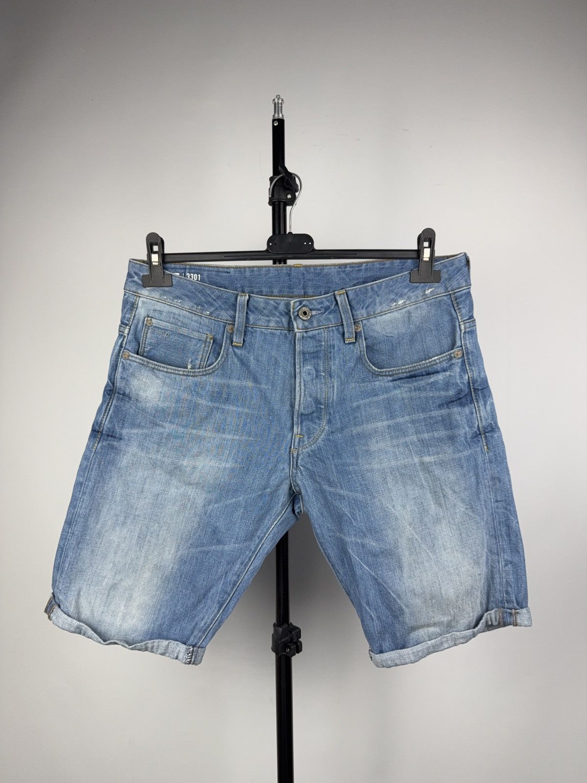 G-Star Y2K 00s Retro G-Star RAW 3301 Denim Shorts Light Blue 32 Size US 32 / EU 48 - 2 Thumbnail