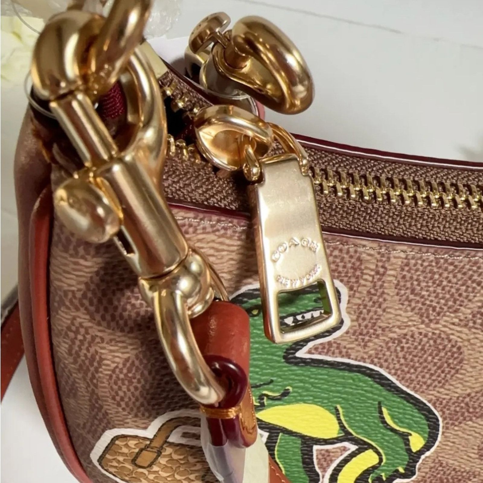 Coach Coach Brown Shoulder Bag with Colorful Patches Size ONE SIZE - 2 Thumbnail