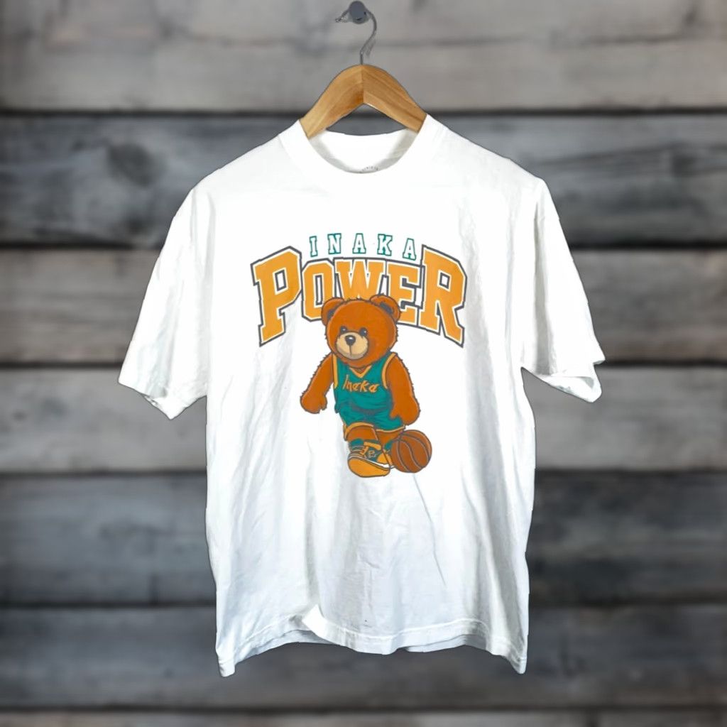 Vintage Inaka Power T-Shirt Adult Large White Bear Graphic Print Jersey 100% Cotton Crew Neck Short Sleeve Logo Retro Mens Size US L / EU 52-54 / 3 - 1 Thumbnail