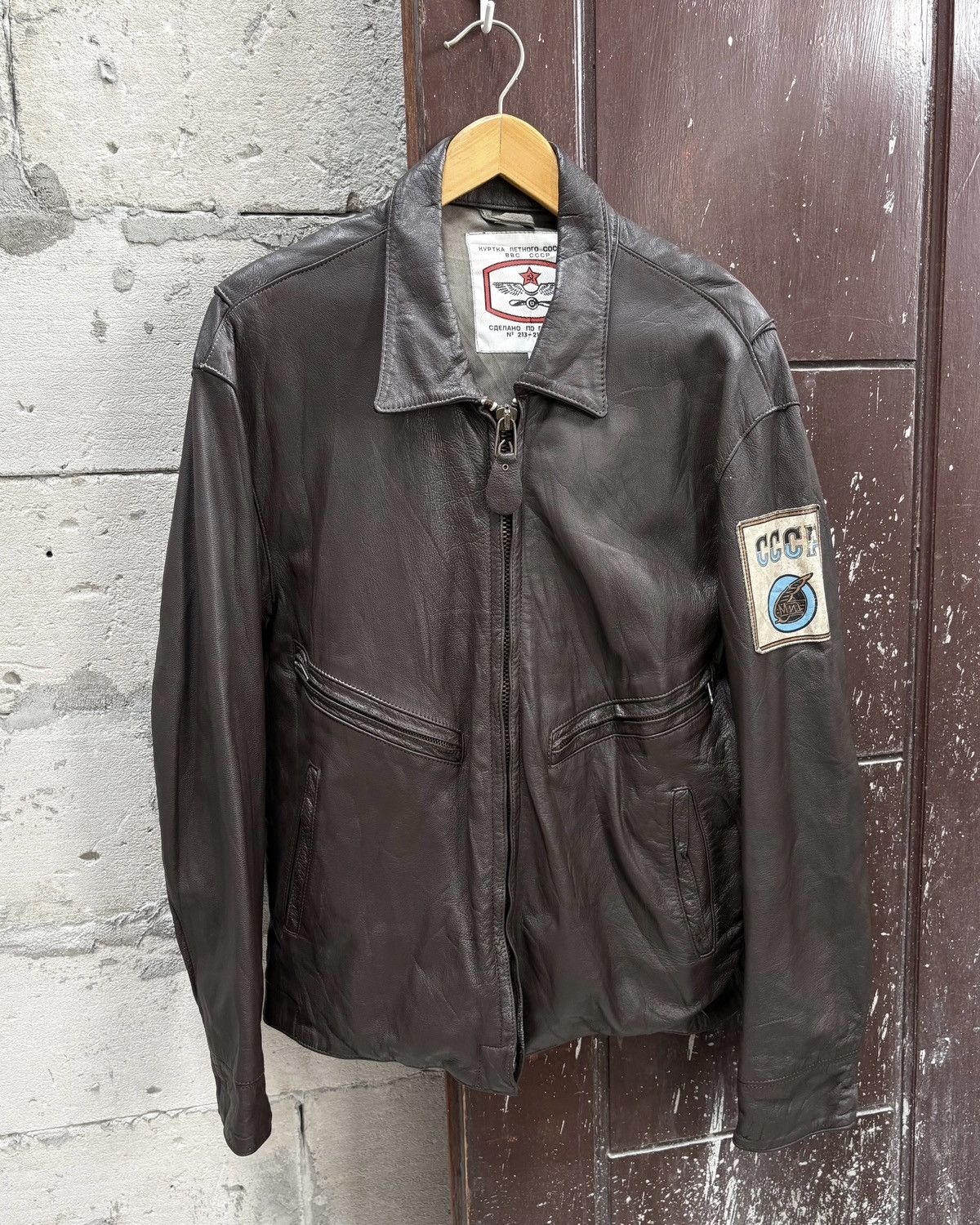 Cccp 80s Vintage CCCP Soviet Leather Jacket Size US M / EU 48-50 / 2 - 3 Thumbnail