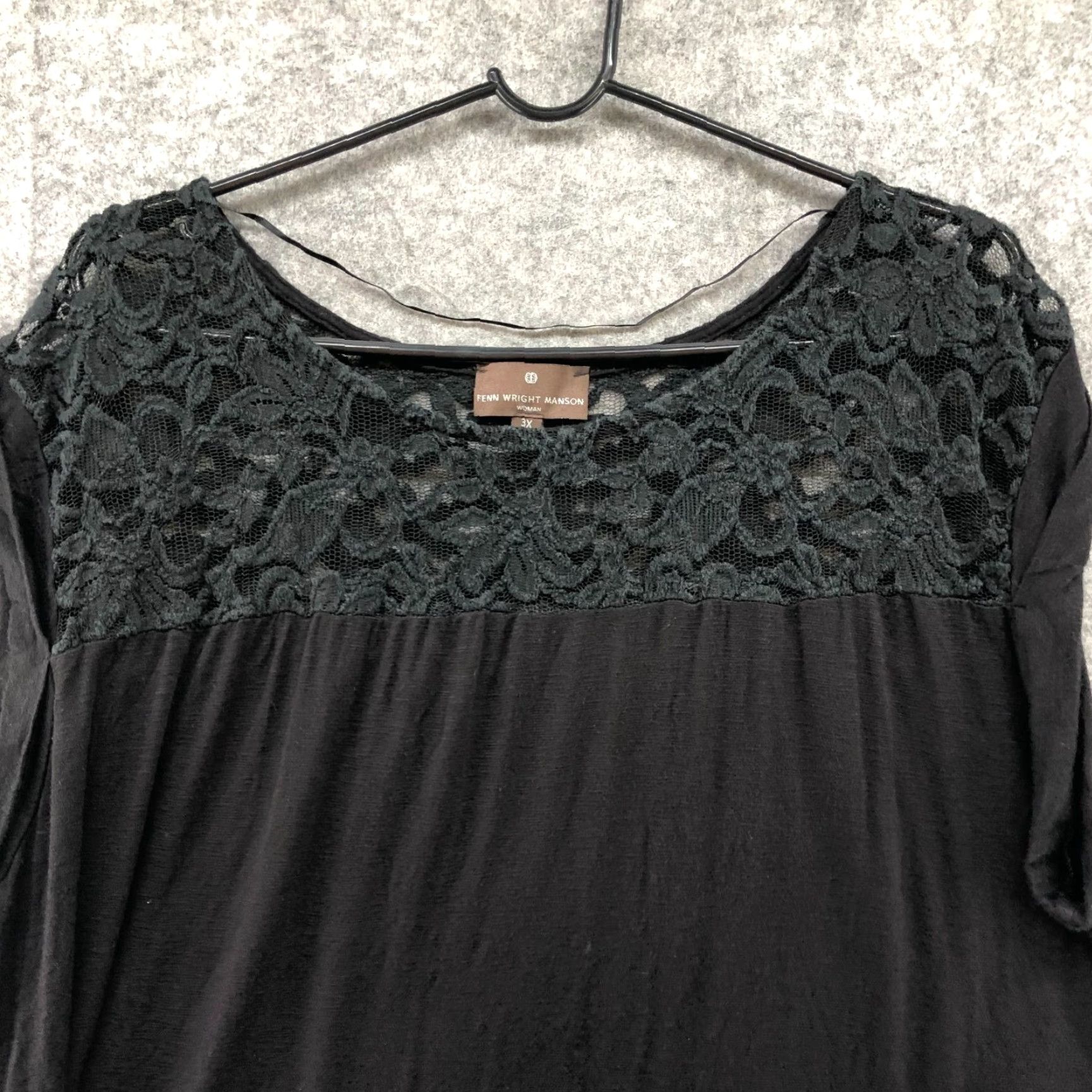 Vintage Fenn Wright Manson Top Adult 3X Black Lace Jersey Knit Short Sleeve Sleeveless Classic Womens Size XXL / US 16-18 / IT 52-54 - 3 Thumbnail