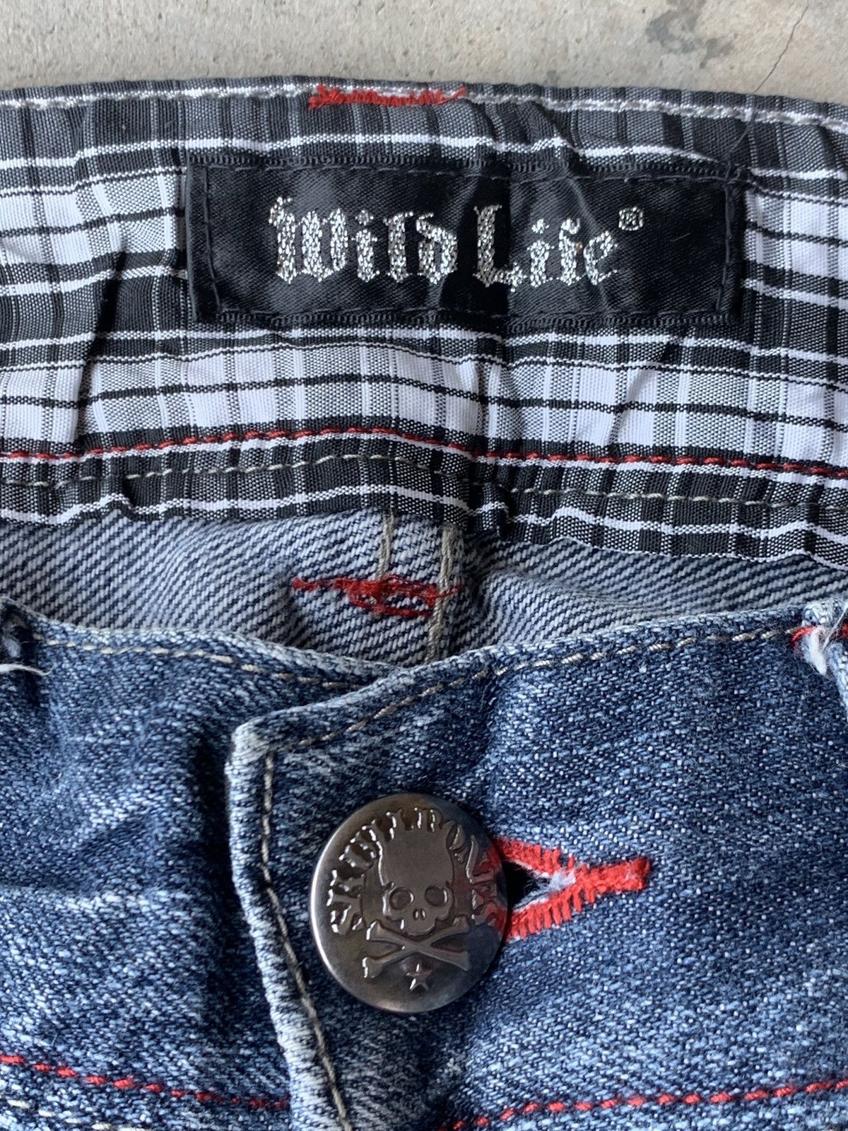 Skull Jeans by an Alchemist Skull bones jean lightning design. Size US 31 - 6 Thumbnail