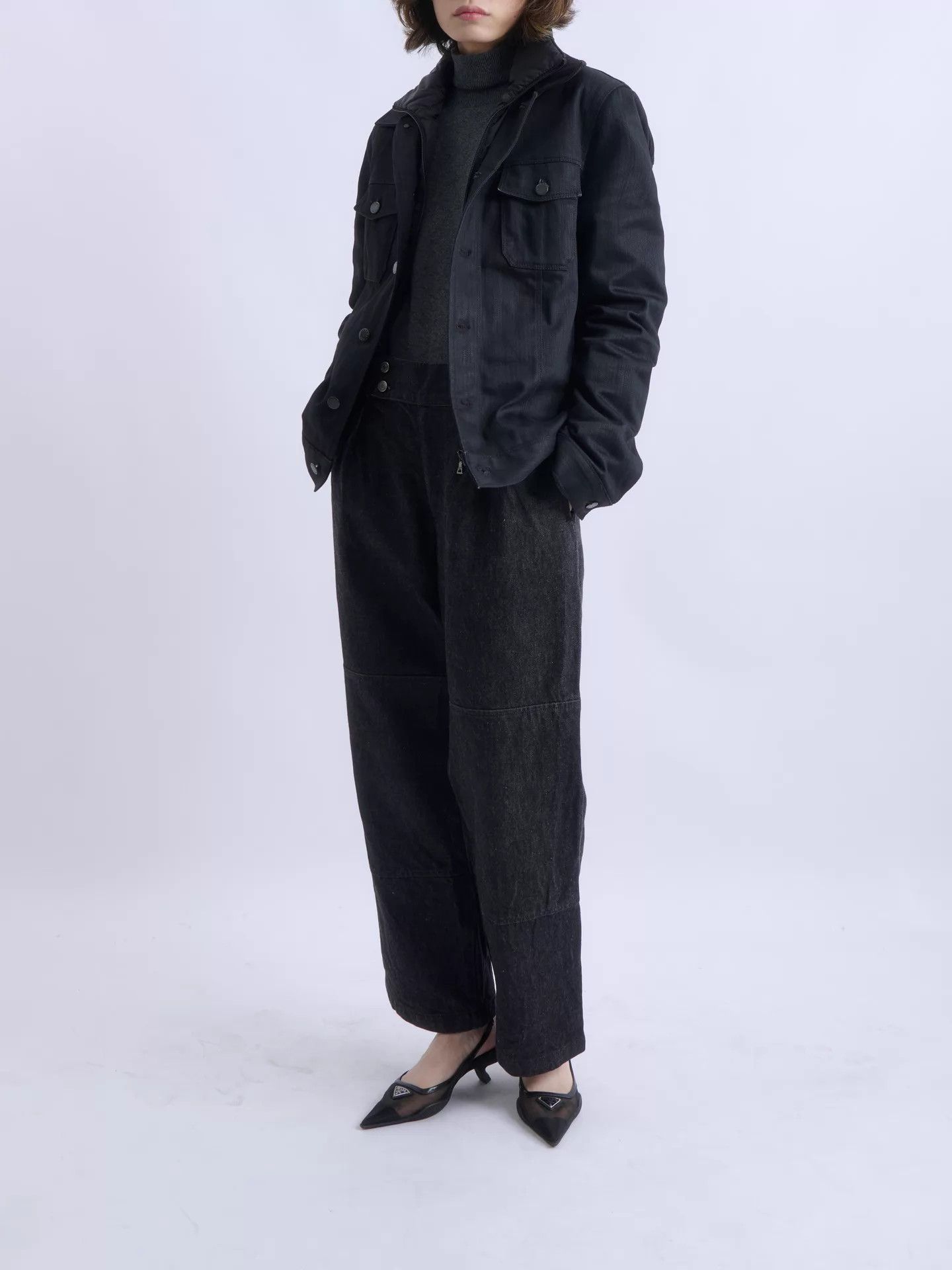 Prada PRADA 2008AW Black Denim Nylon Lined Jacket Size US S / EU 44-46 / 1 - 4 Thumbnail