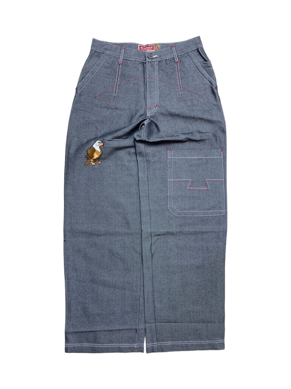 Image of Jnco Vibes Baggy Denim Akademiks in Grey, Men's (Size 31)