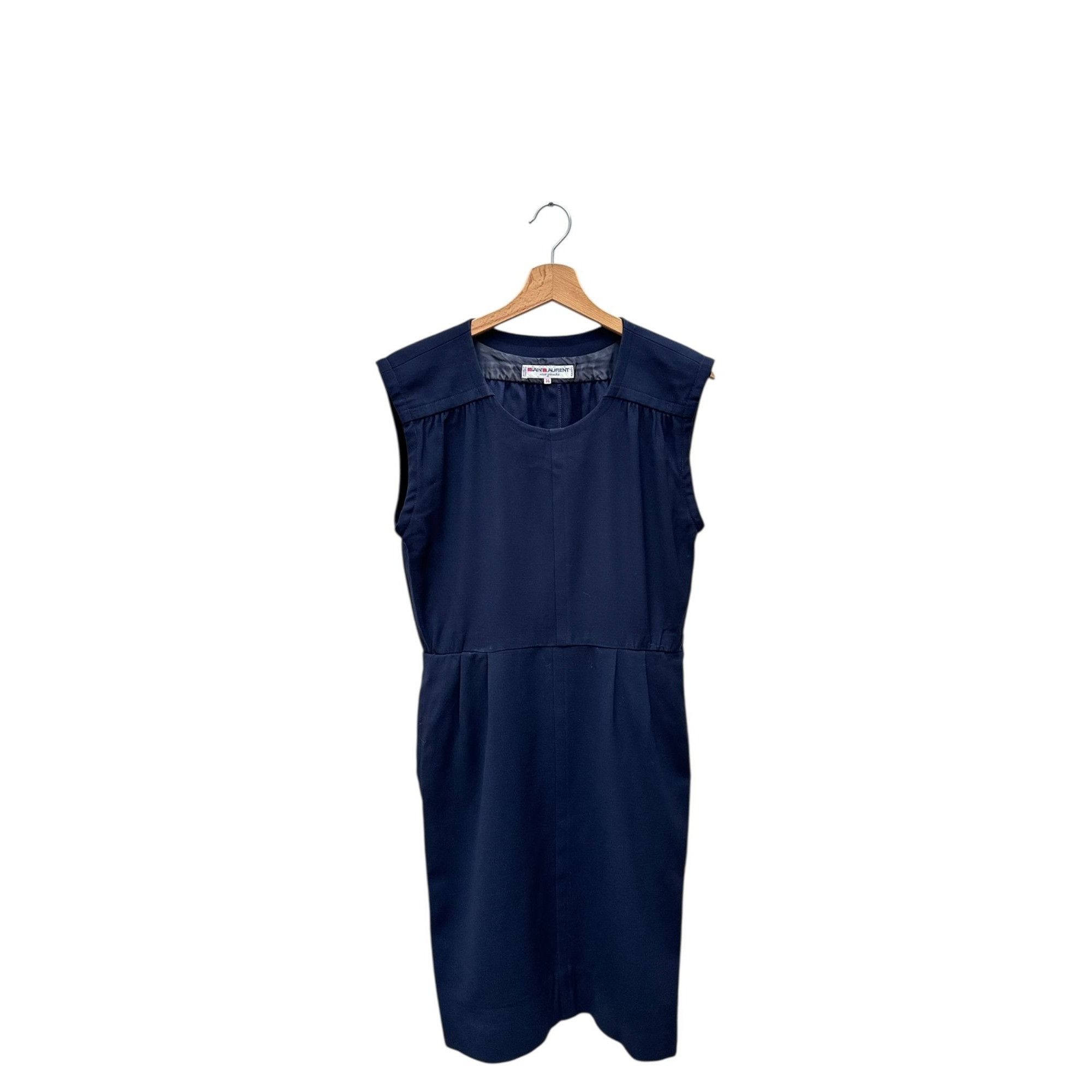 Saint Laurent Paris 1970s Sleeveless Navy Wool Dress Size M / US 6-8 / IT 42-44 - 1 Thumbnail